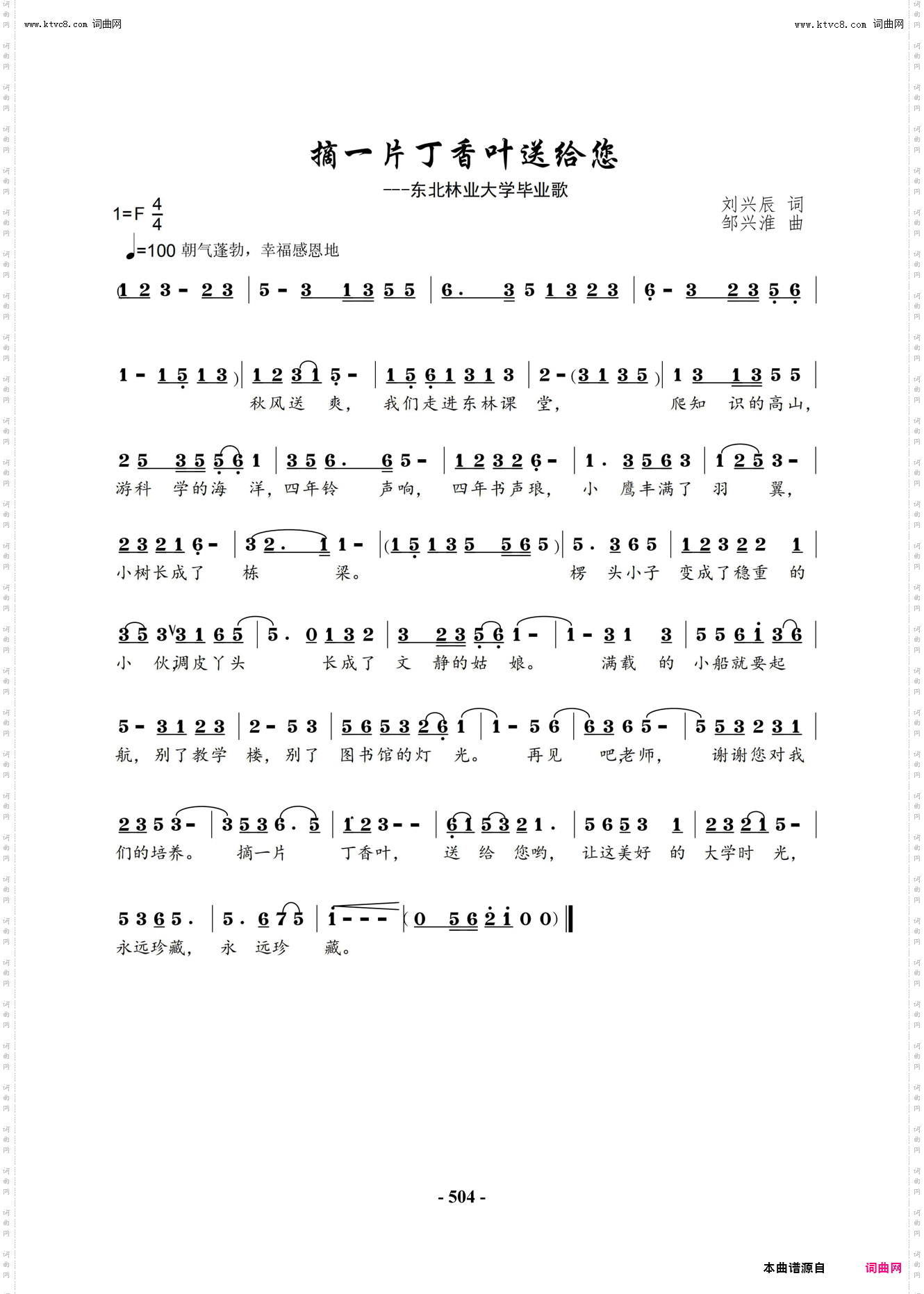 摘一片丁香叶送给您_东北林业大学毕业歌