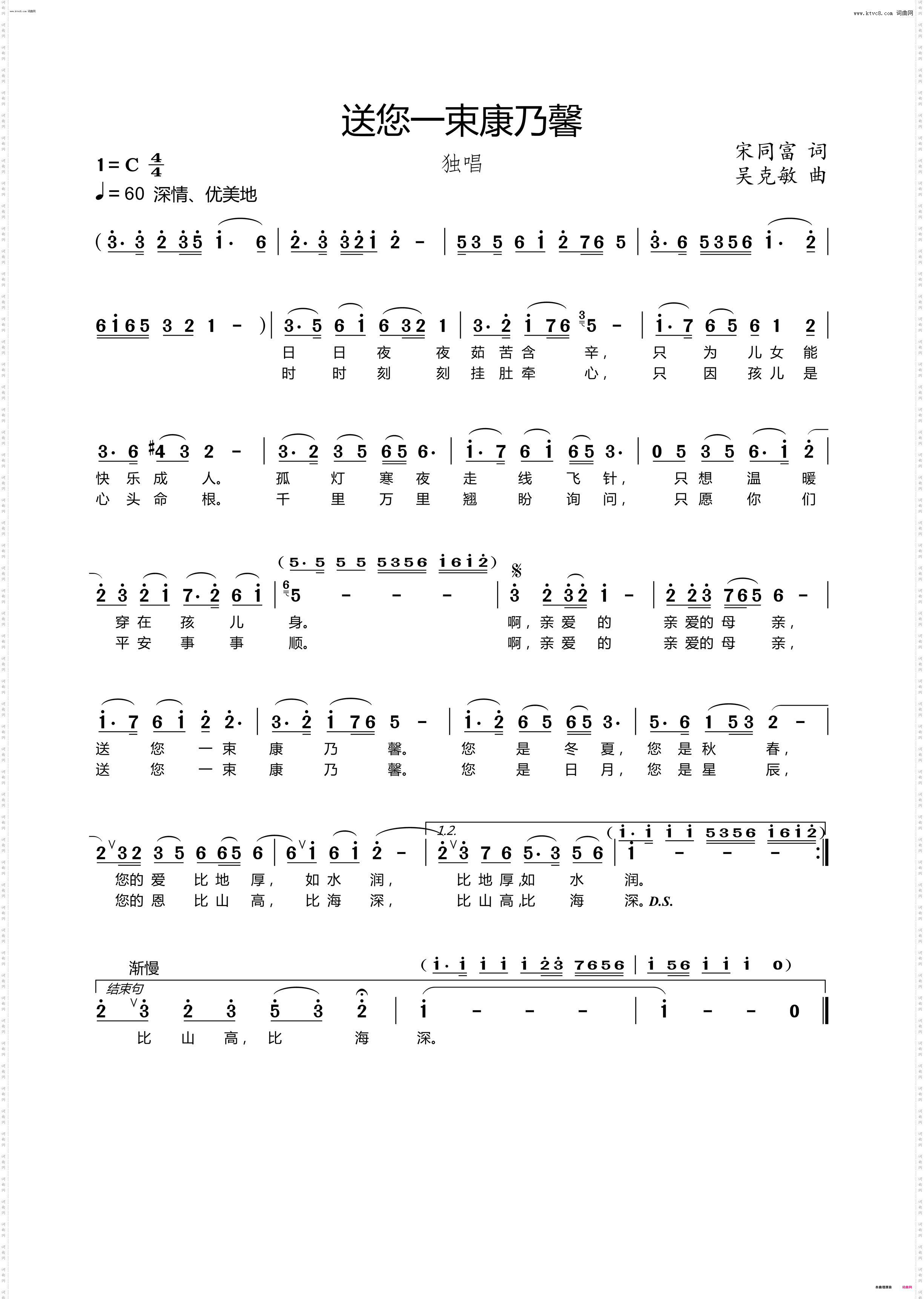 送你一束康乃馨_独唱