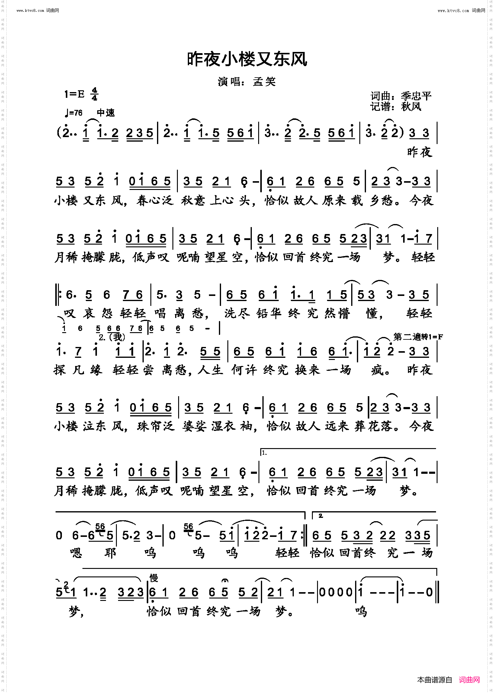 昨夜小楼又东风