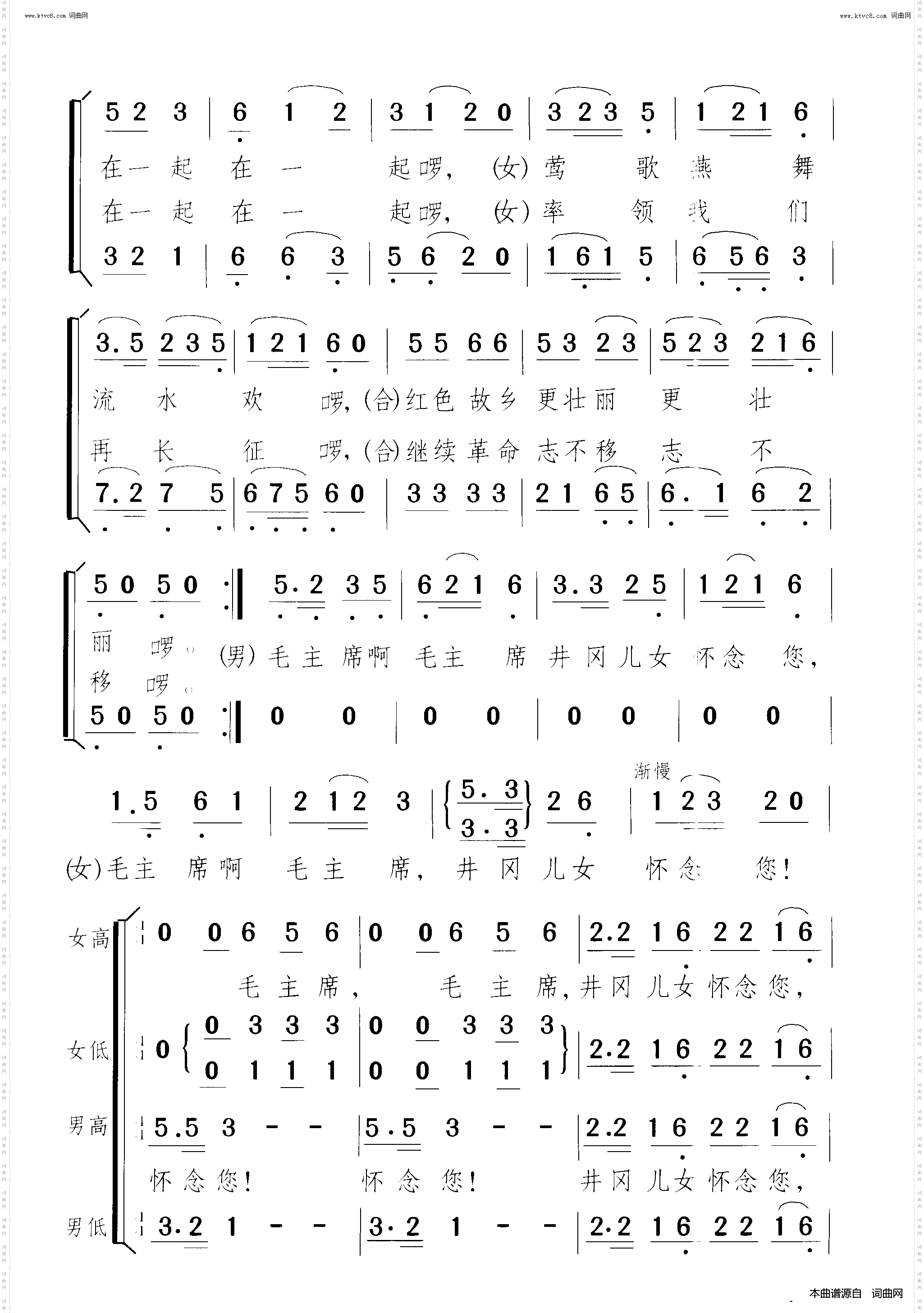 毛主席井冈儿女怀念您_领唱、合唱