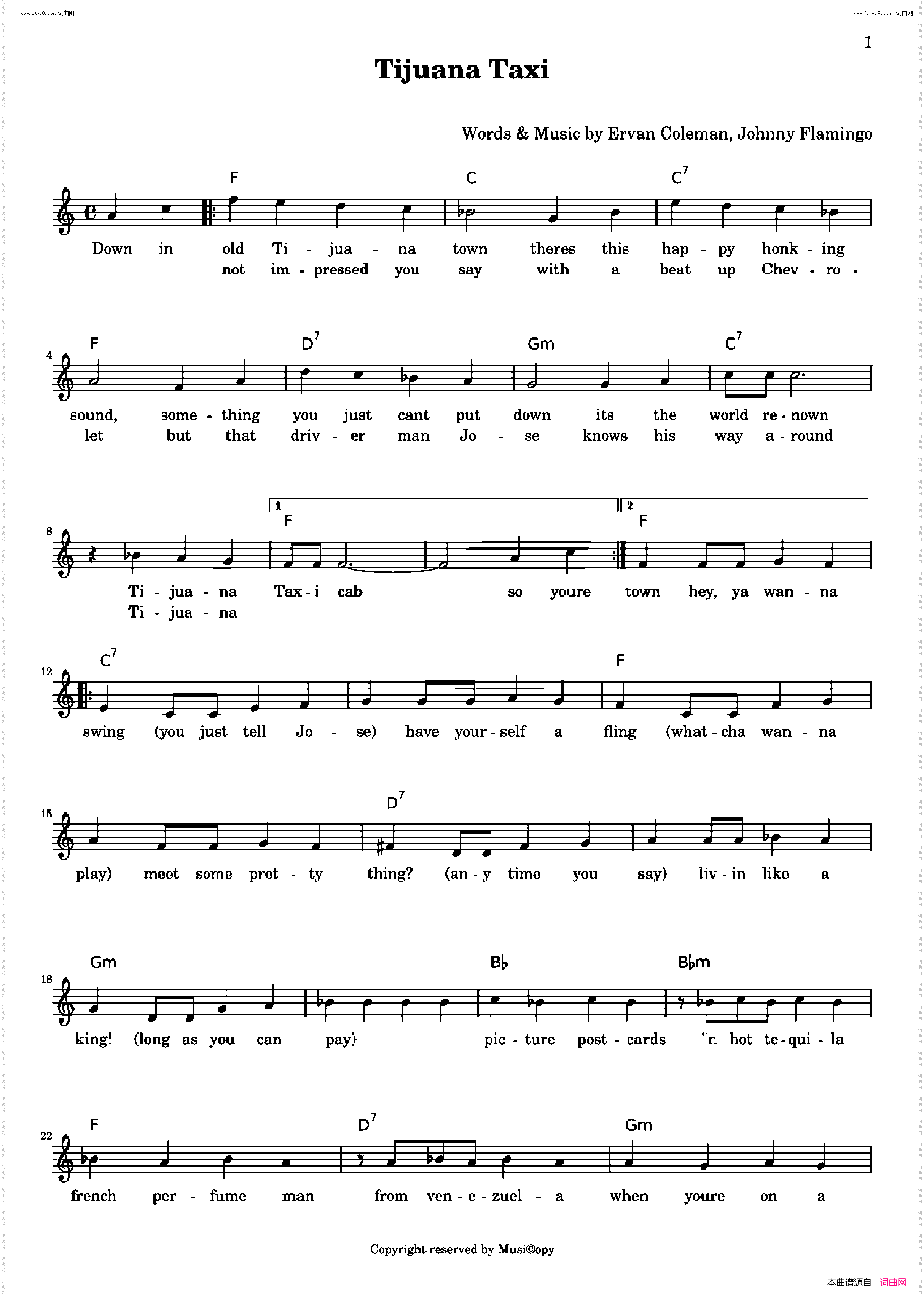 Tijuana Taxi_歌曲 人声伴奏