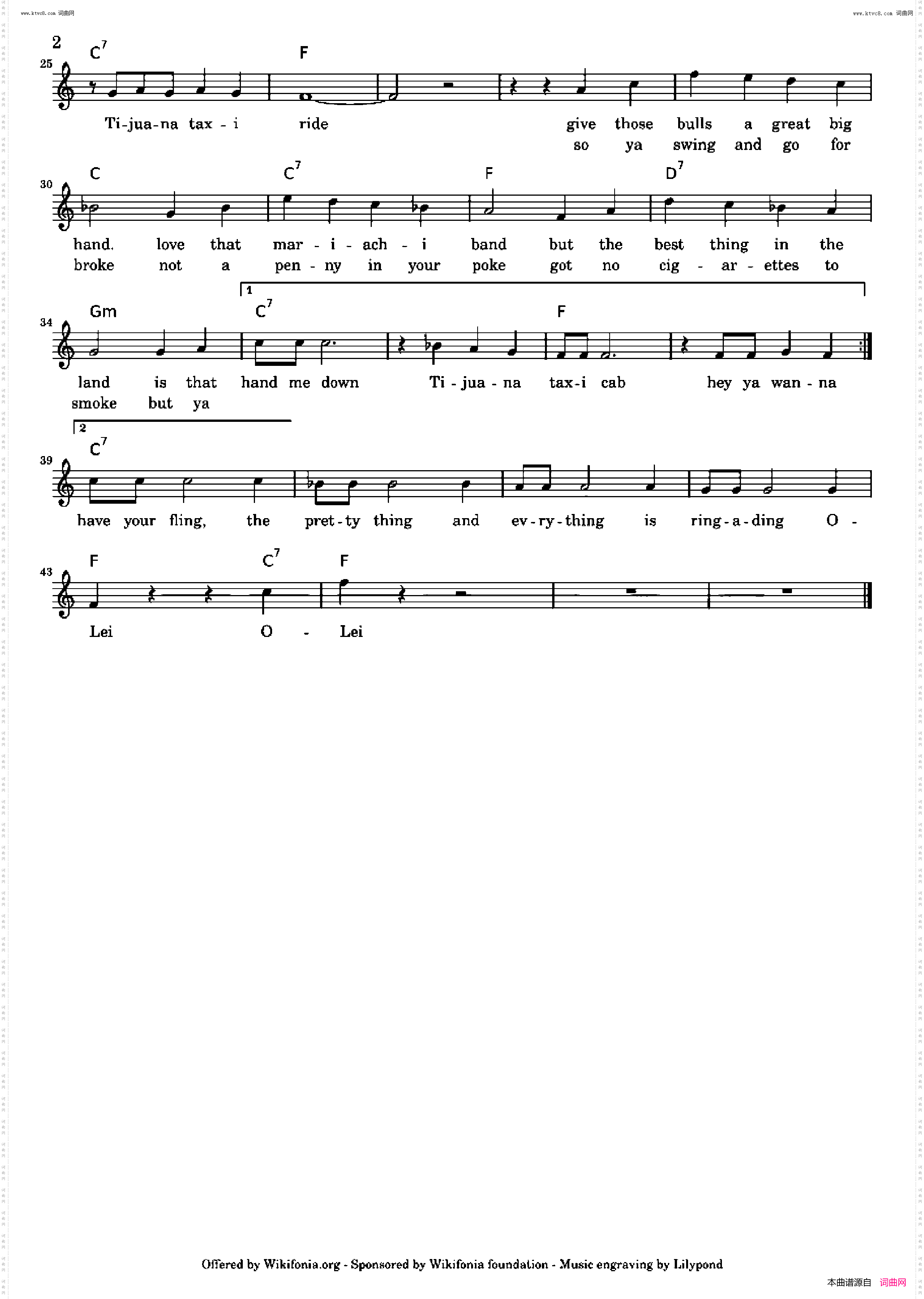 Tijuana Taxi_歌曲 人声伴奏