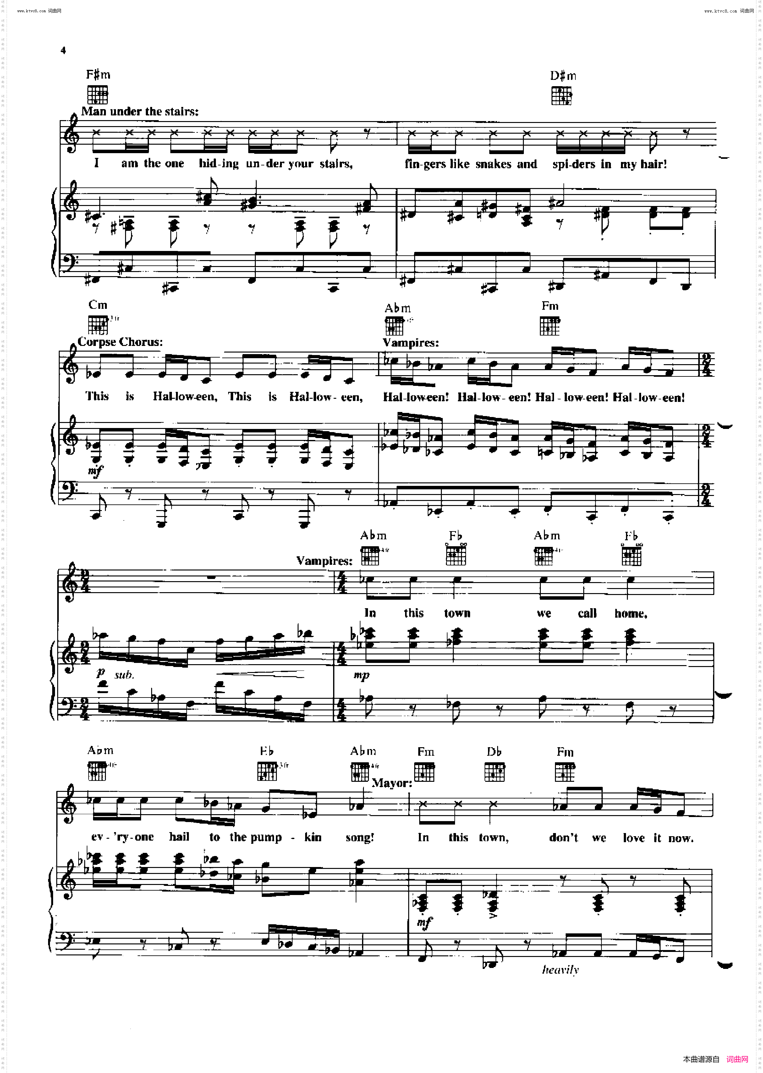 This Is Halloween - Panic at the Disco_歌曲 人声吉他钢琴谱