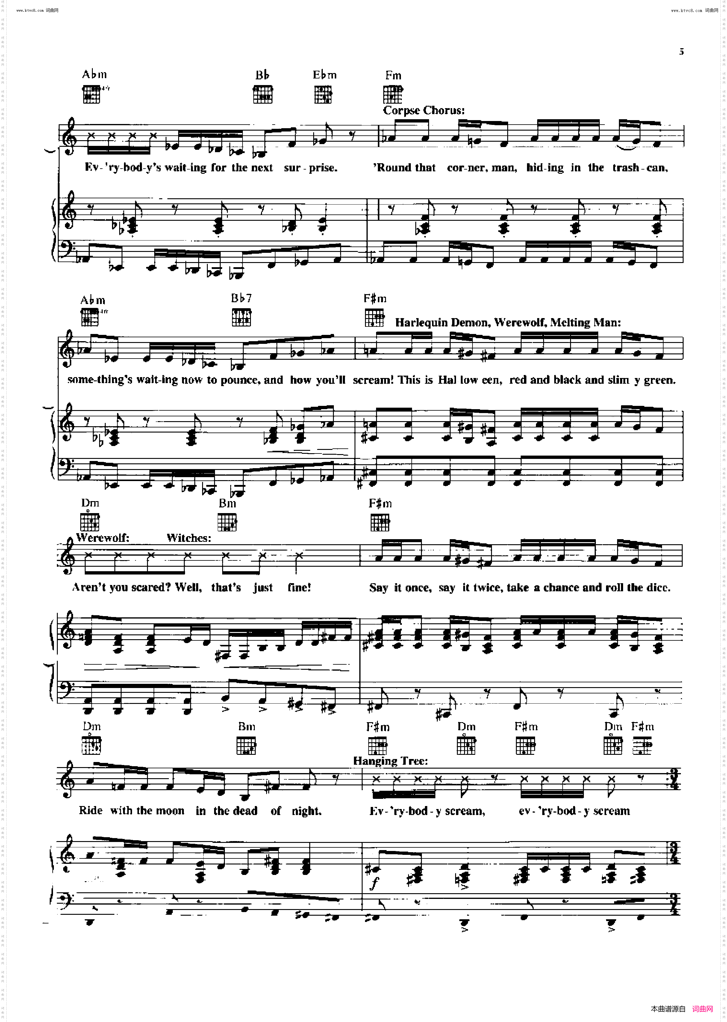 This Is Halloween - Panic at the Disco_歌曲 人声吉他钢琴谱