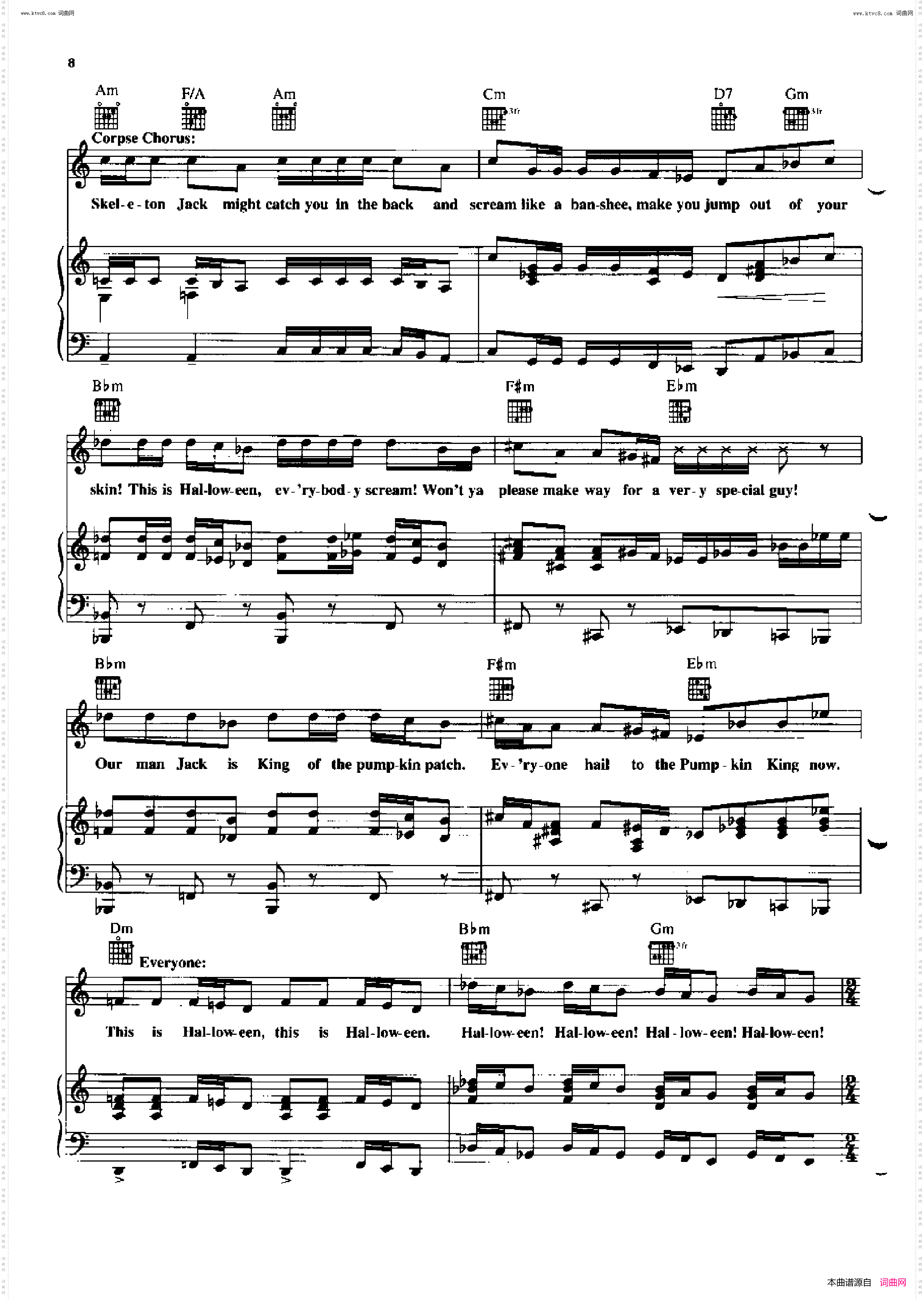 This Is Halloween - Panic at the Disco_歌曲 人声吉他钢琴谱