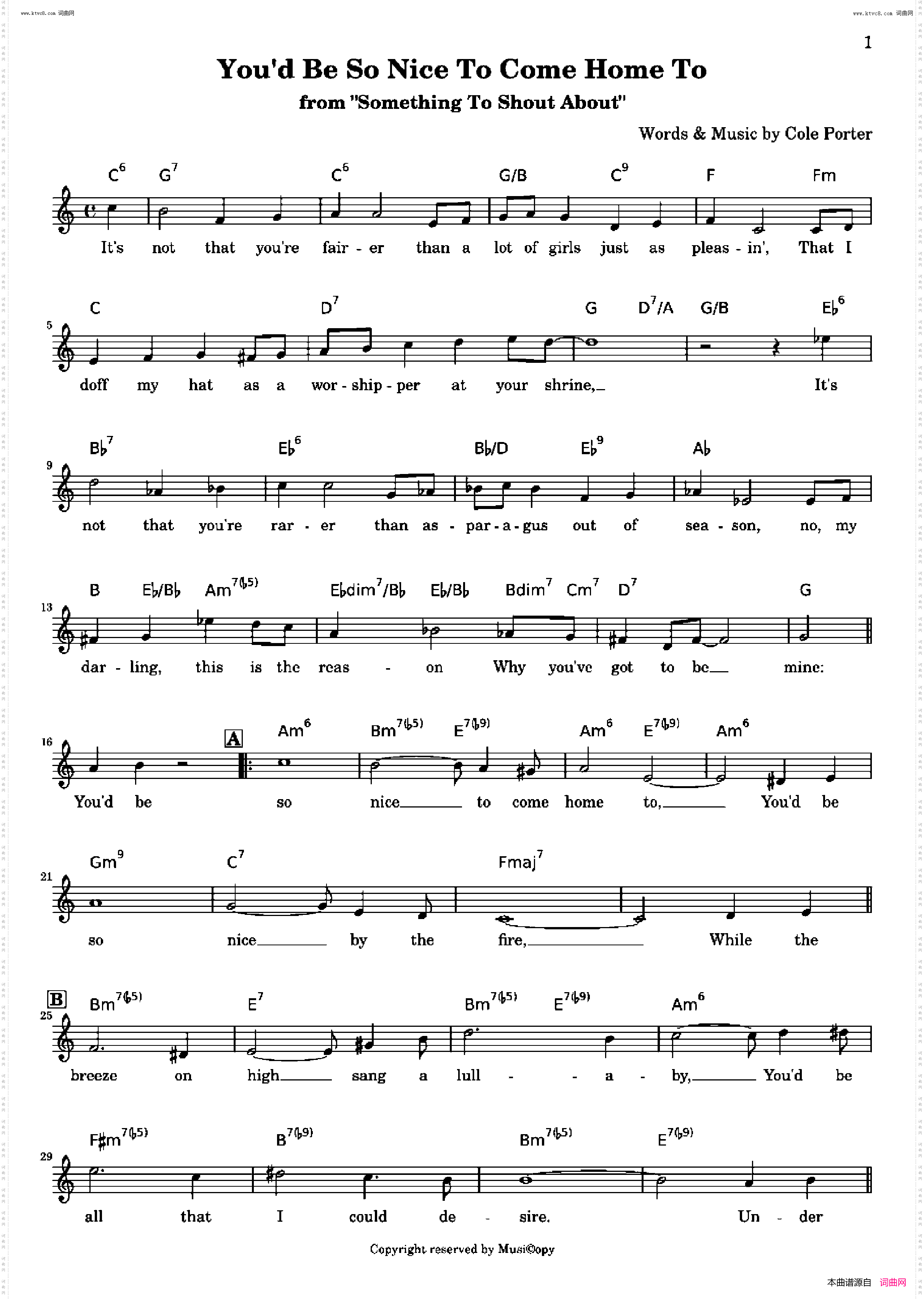 You´d Be So Nice To Come Home To_歌曲 人声伴奏