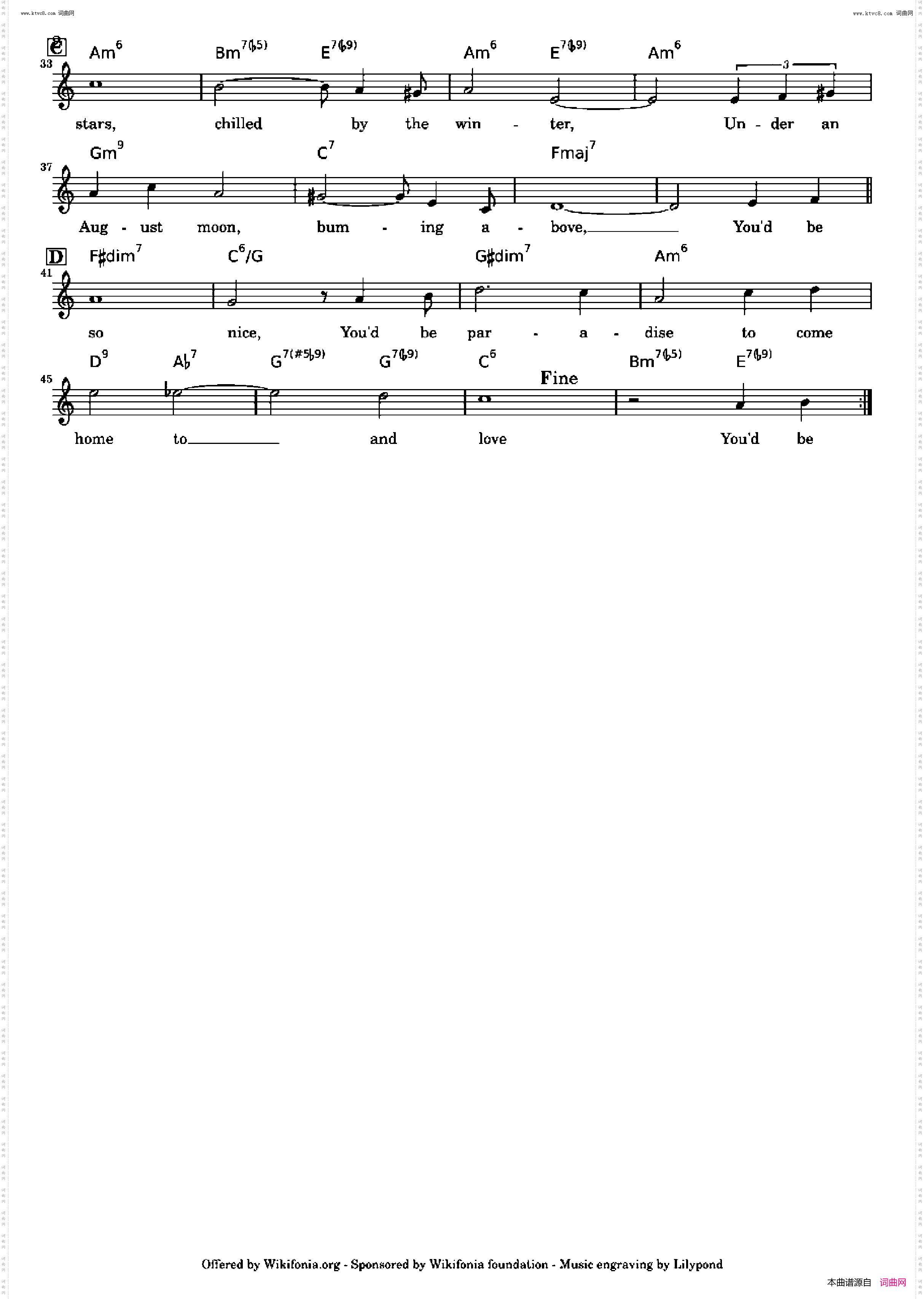You´d Be So Nice To Come Home To_歌曲 人声伴奏