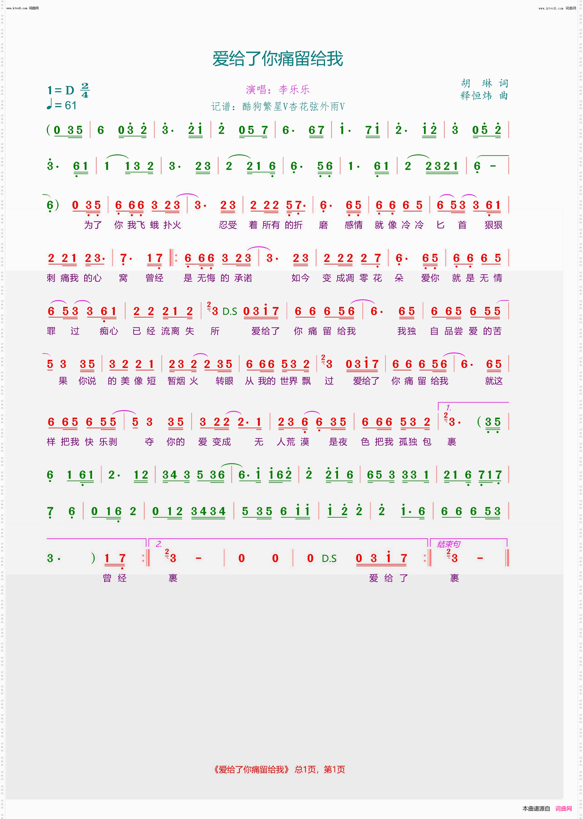 爱给了你痛留给我