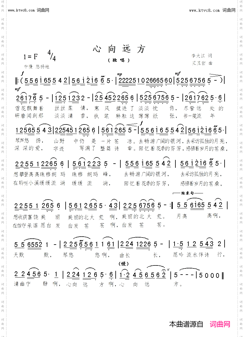 心向远方_王玉宏曲