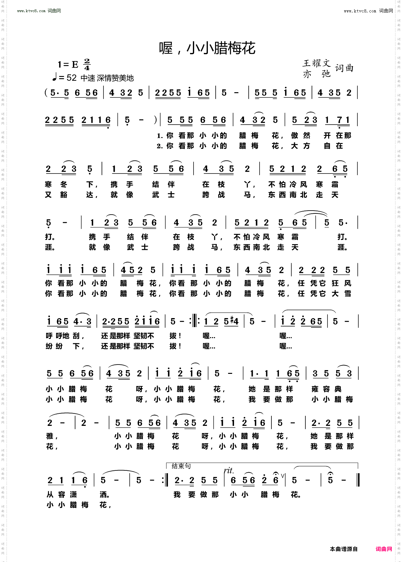 喔，小小腊梅花