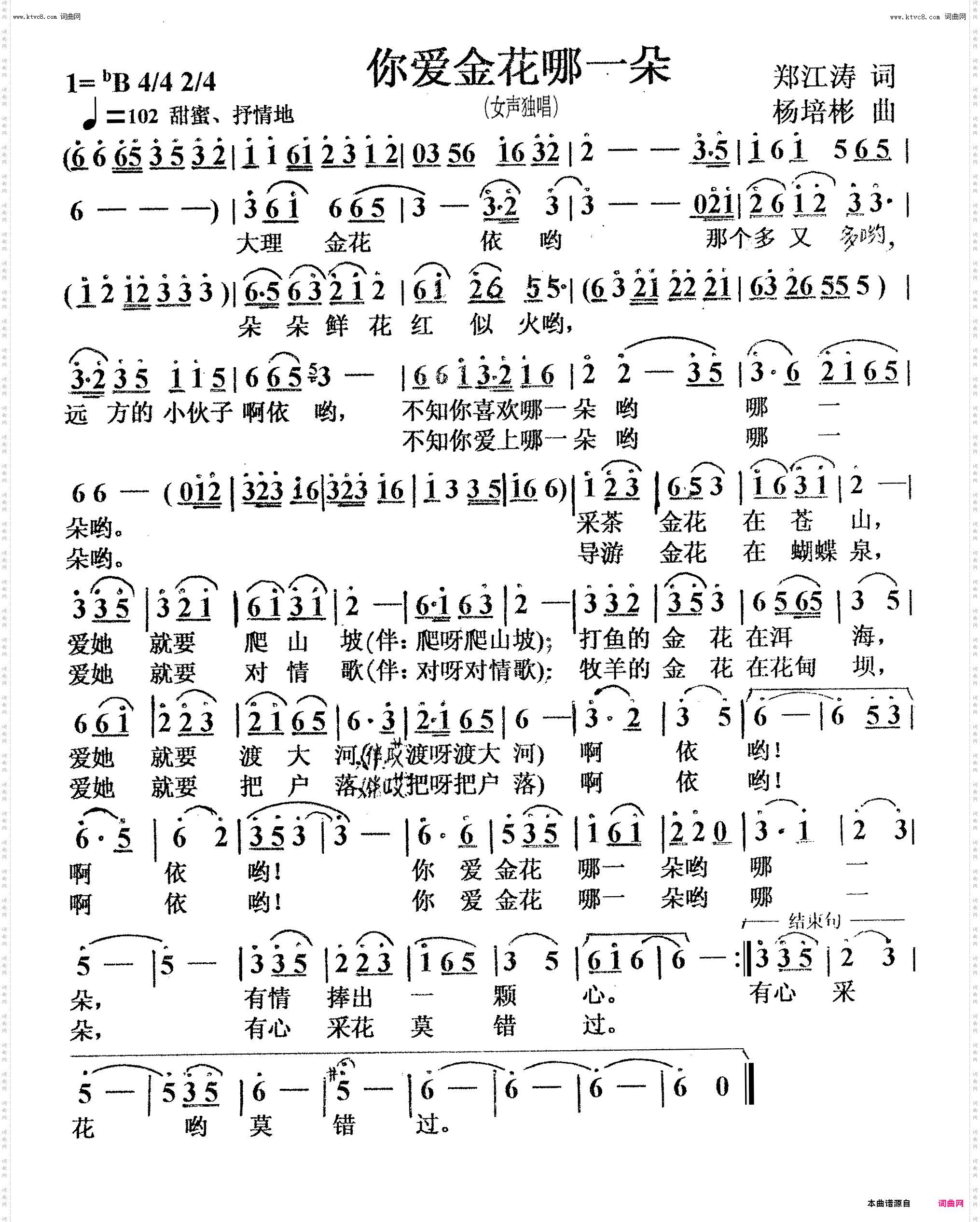 你爱金花哪一朵_女声独唱