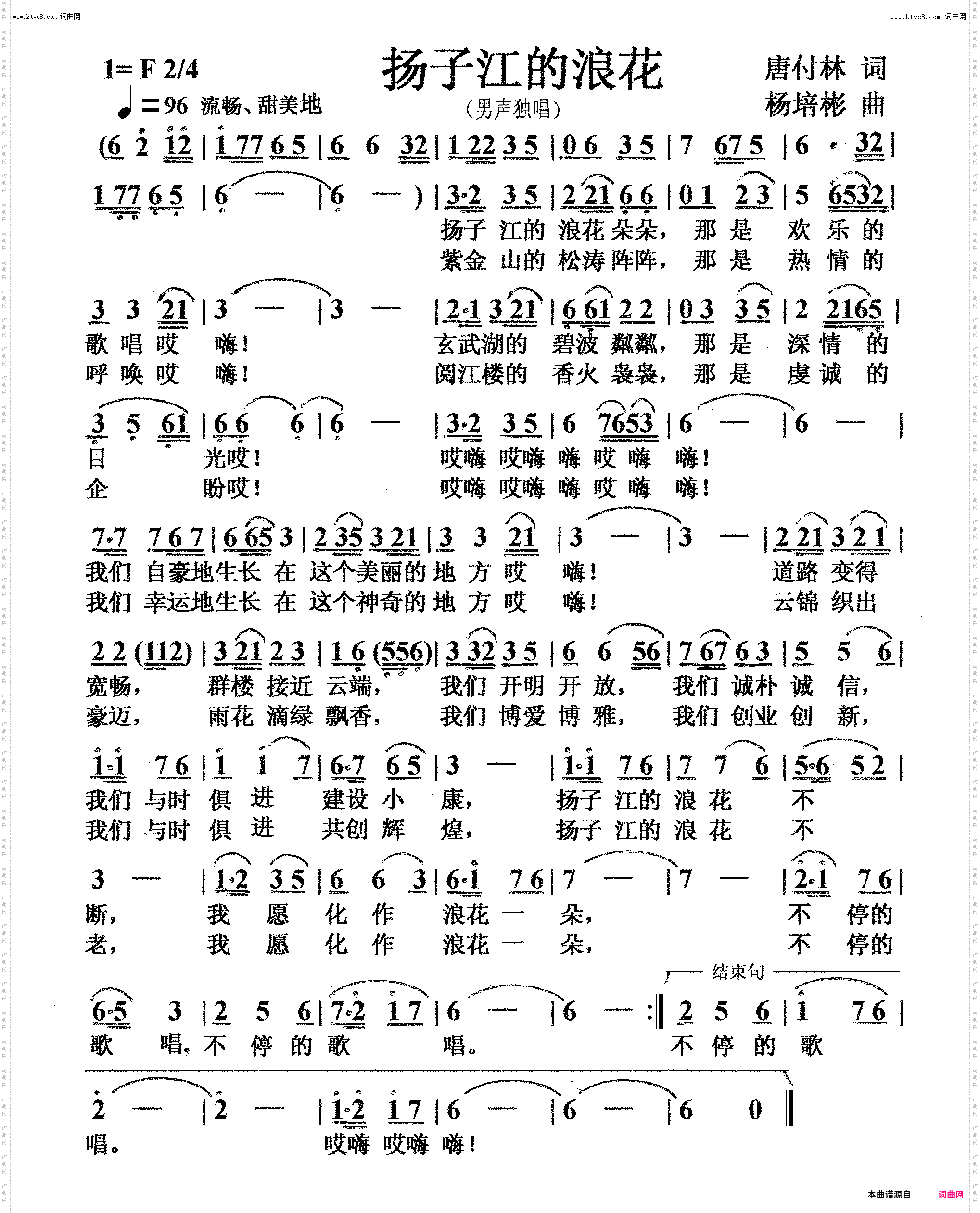 扬子江的浪花_男声独唱