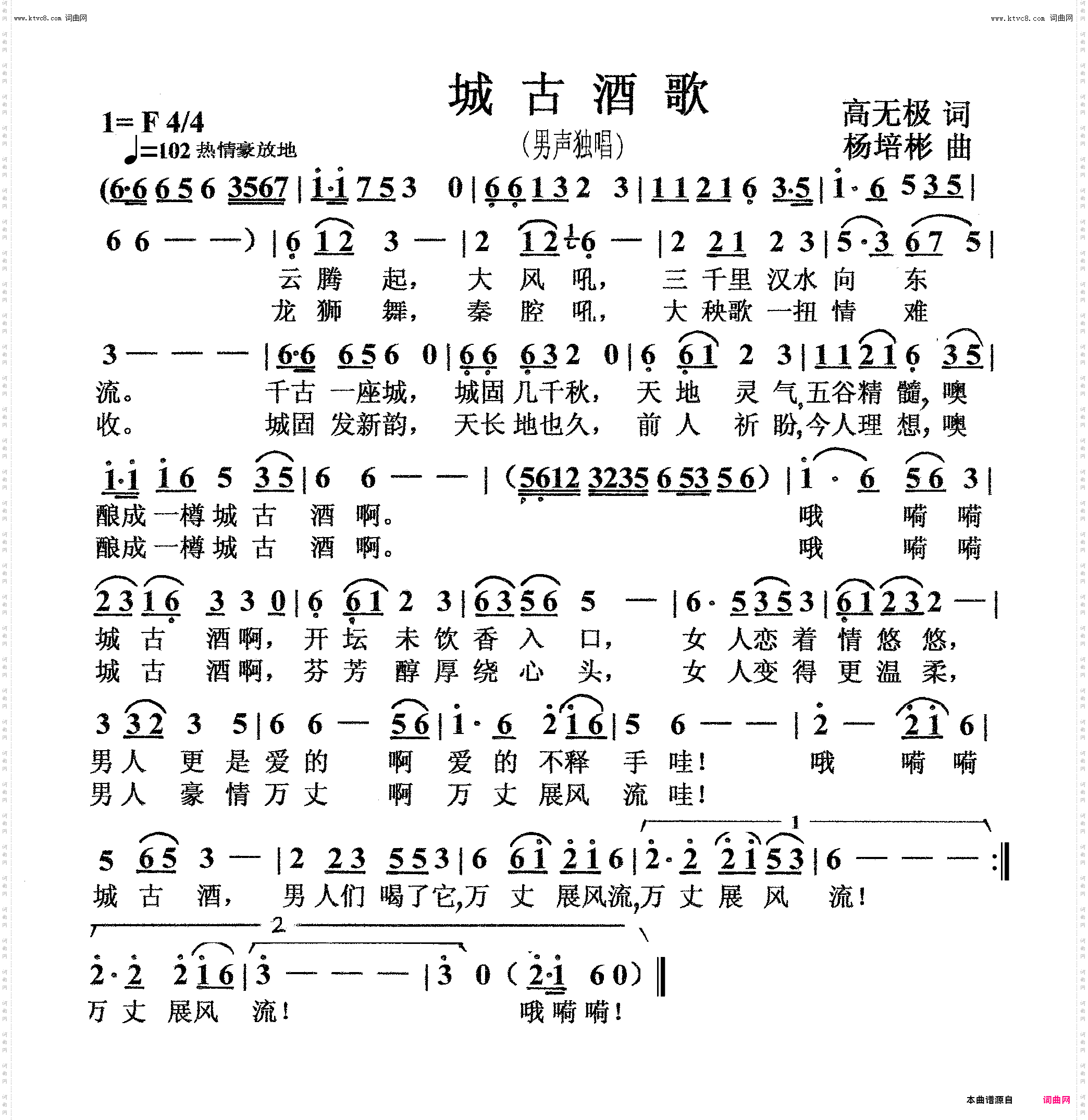 城古酒歌_男声独唱