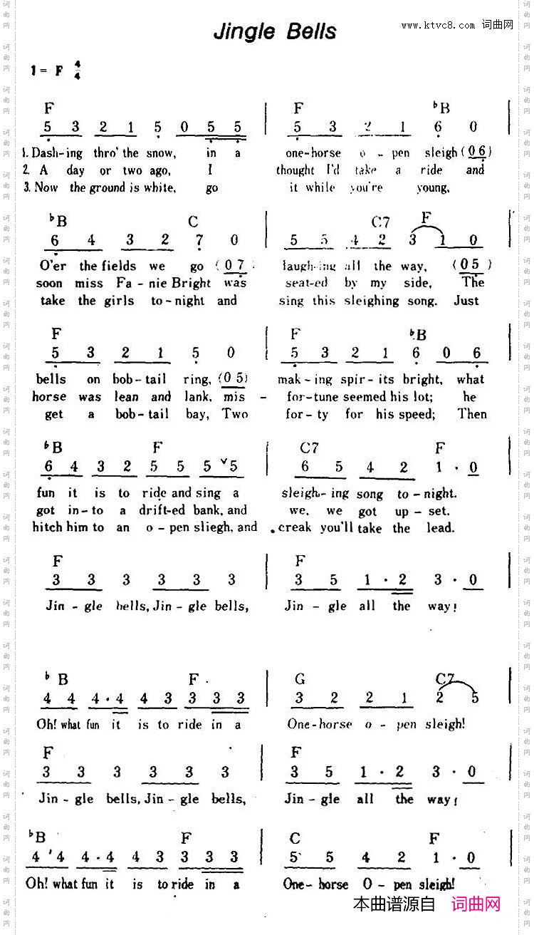[美]JingleBells铃儿响叮当、带和弦_[美]Jingle Bells铃儿响叮当、带和弦