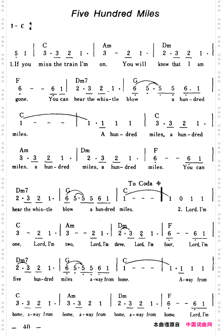 Five Hundred Miles五百英里_【美】