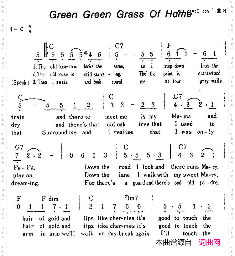 【美】GreenGreenGrassOfHome故乡的青青草
