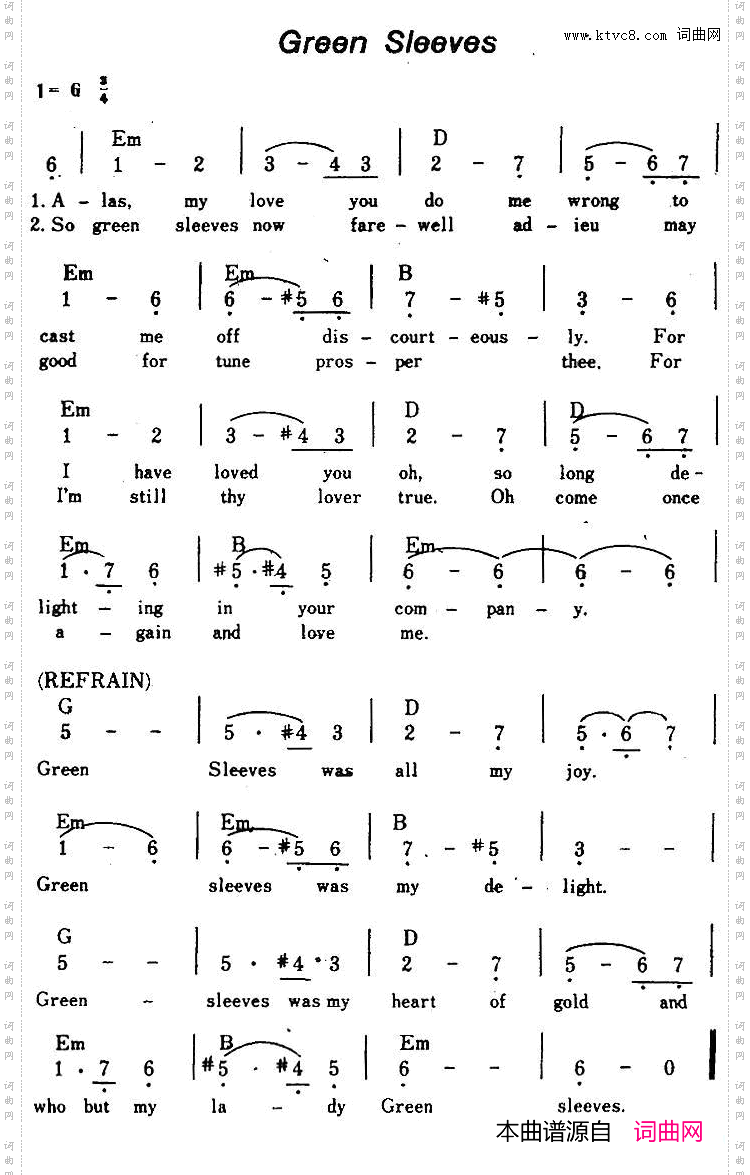 [美]GreenSleaves绿袖子_[美]Green Sleaves绿袖子