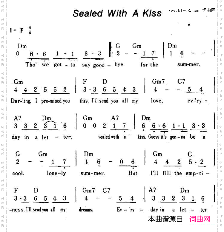 [美]SealedWithAKiss印一个吻、带和弦_[美]Sealed With A Kiss印一个吻、带和弦