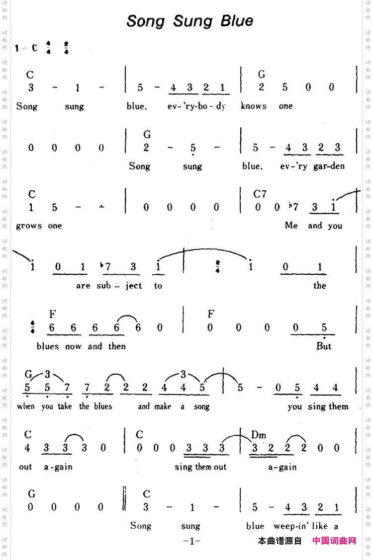 [美]SongSungBlue爱之歌、带和弦_[美]Song Sung Blue爱之歌、带和弦