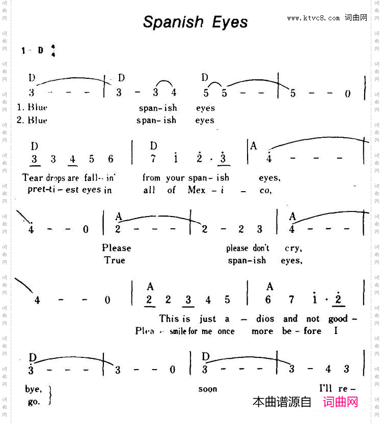 [美]SpanishEyes西班牙眼睛、带和弦_[美]Spanish Eyes西班牙眼睛、带和弦
