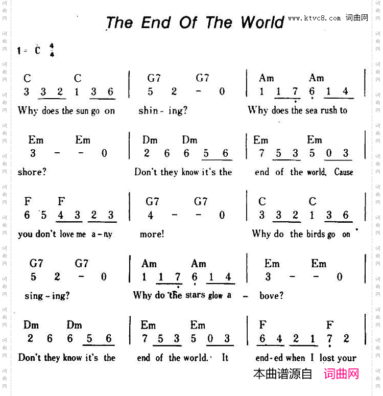 【美】TheEndOfTheWorld世界之尽头、带和弦