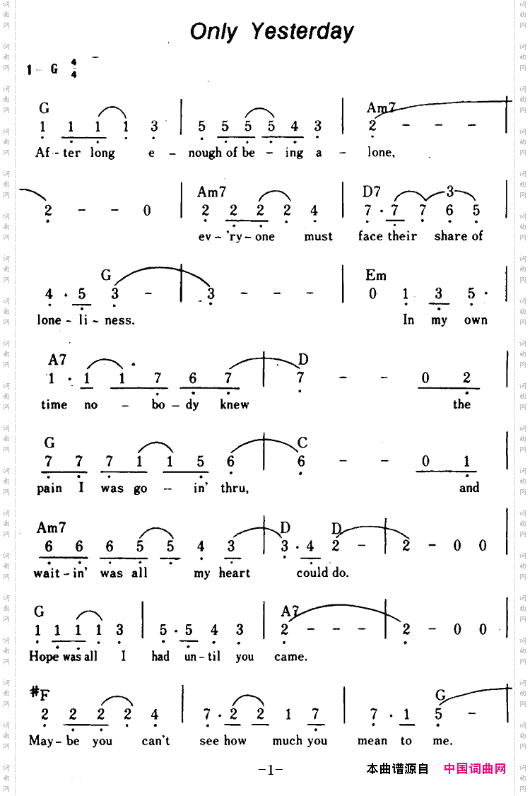 【美】OnlyYesterday仅仅是昨天、带和弦