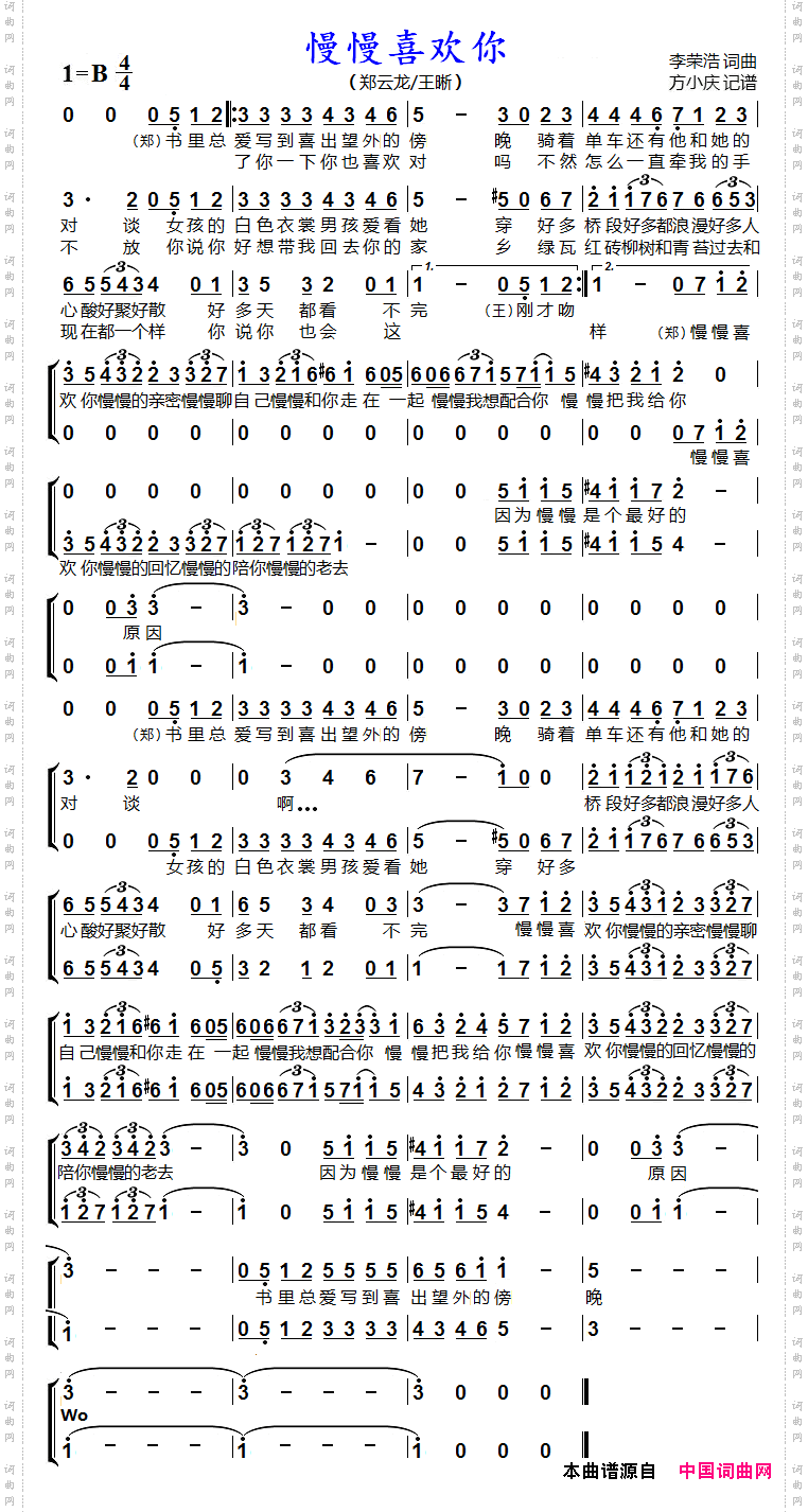 慢慢喜欢你_男声二重唱