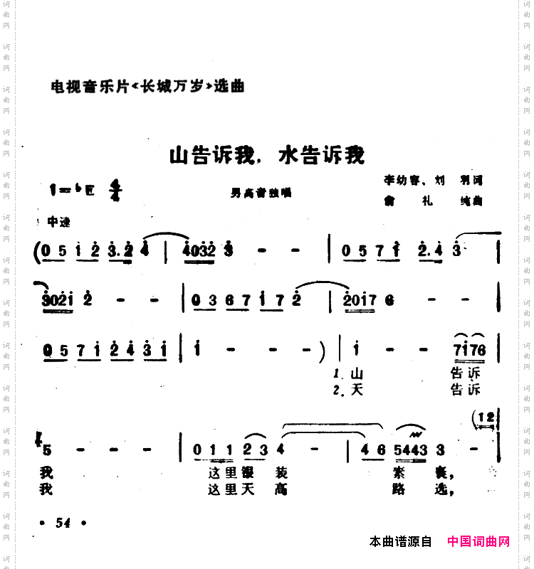 山告诉我，谁告诉我电视音乐片《长城万岁》选曲