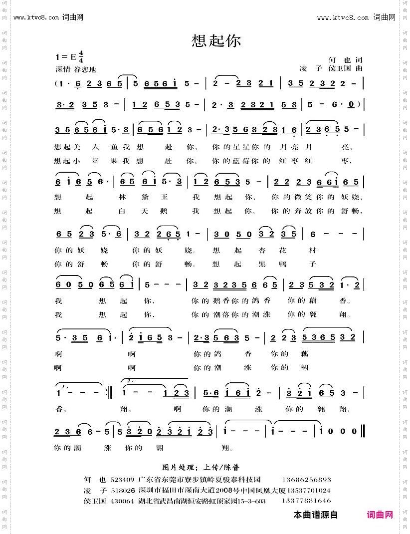 想起你_独唱歌曲