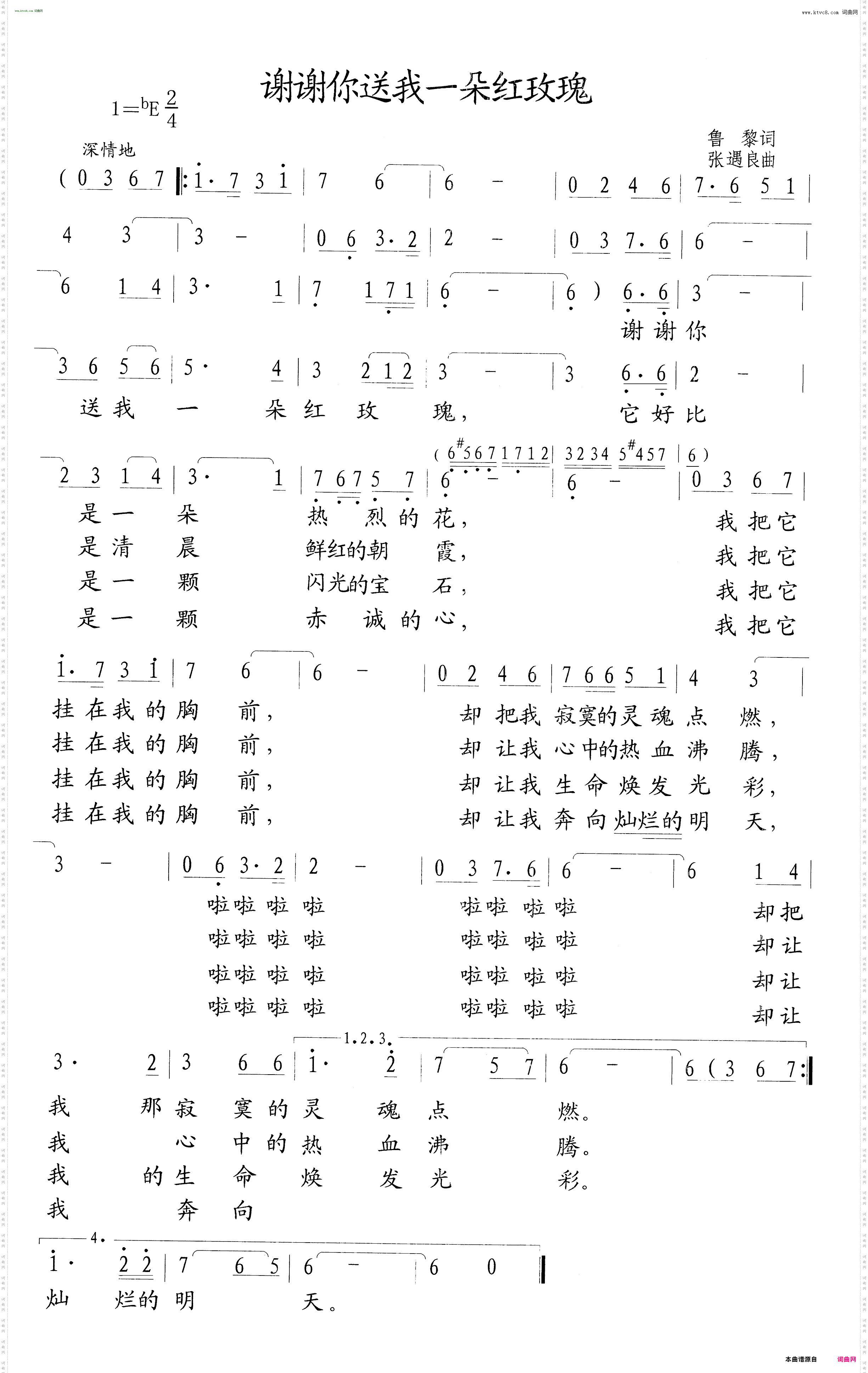 谢谢你送我一朵红玫瑰