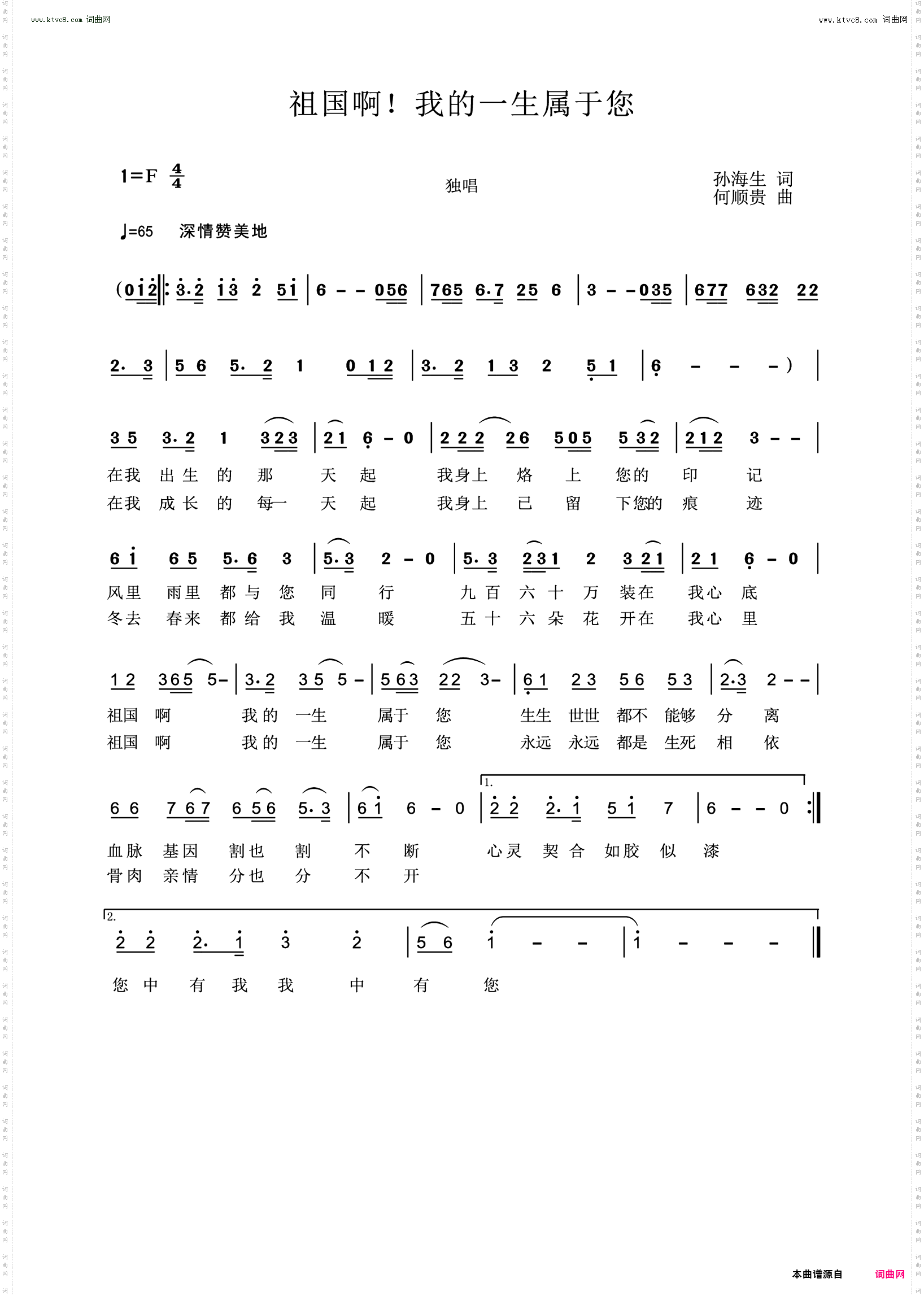 祖国啊！我的一生属于您