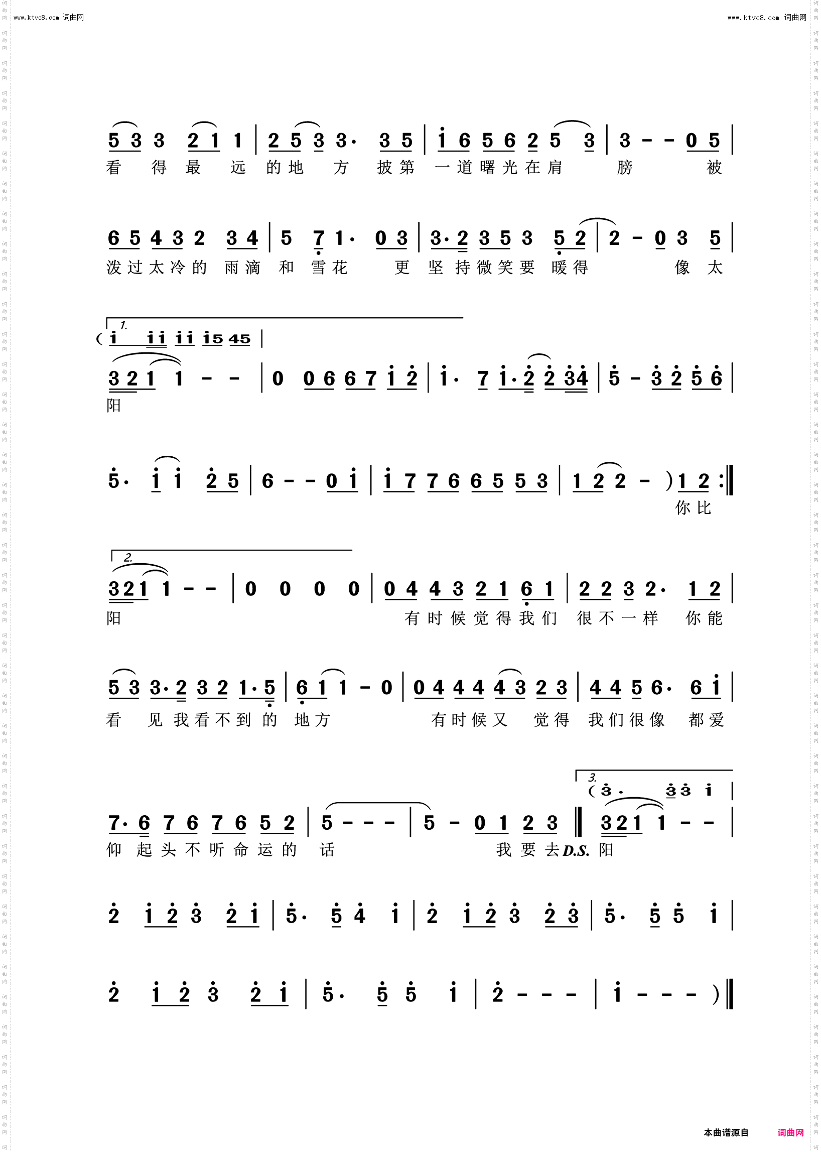 看的最远的地方_歌曲简谱