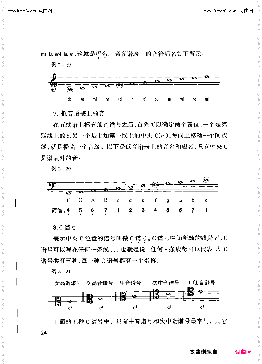 其他曲谱_第二章简谱和五线谱记录音高的方式第24页