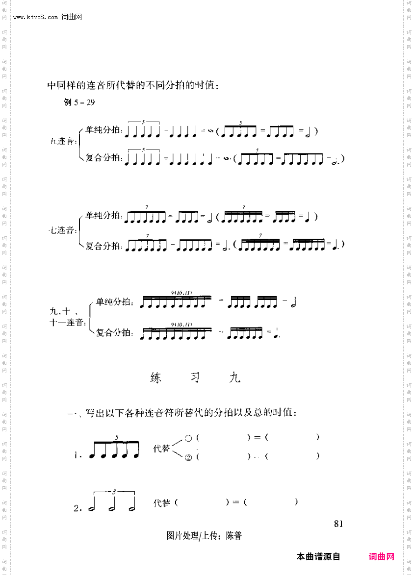 其他曲谱_第五章分拍与连音第81页单纯分拍与复合分拍和连音符