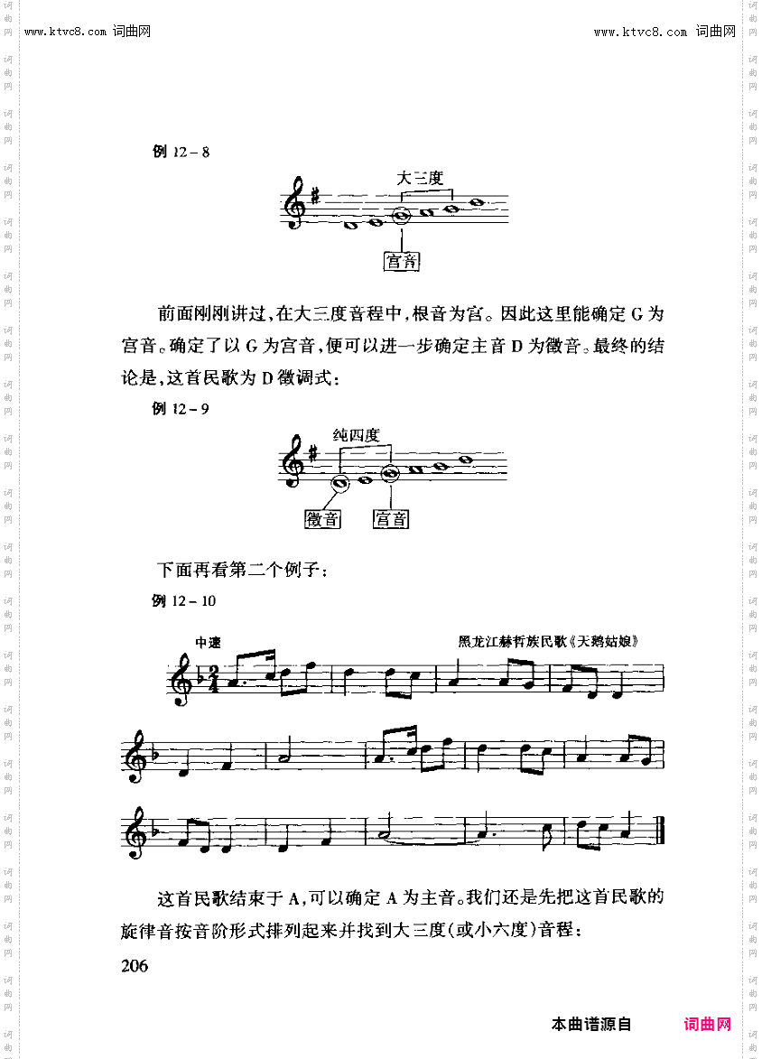 其他曲谱_第十二章民族调式之第一节第206页、五声音阶