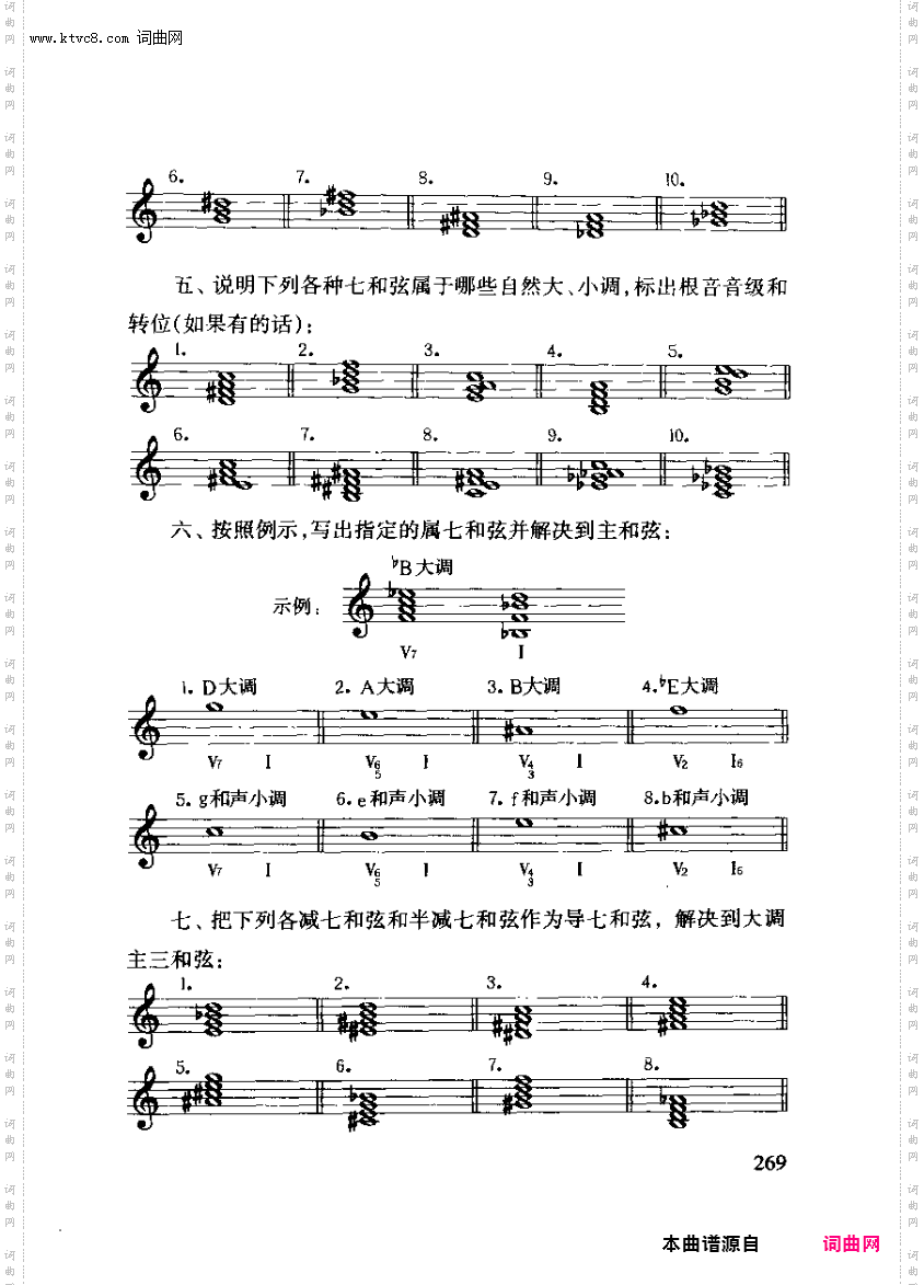 其他曲谱_第十六章正副三和弦及属七合弦第三节第269页和弦的调式