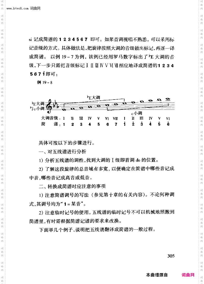 其他曲谱_第19章五线谱和简谱的互译第2节五线谱译简谱第305页