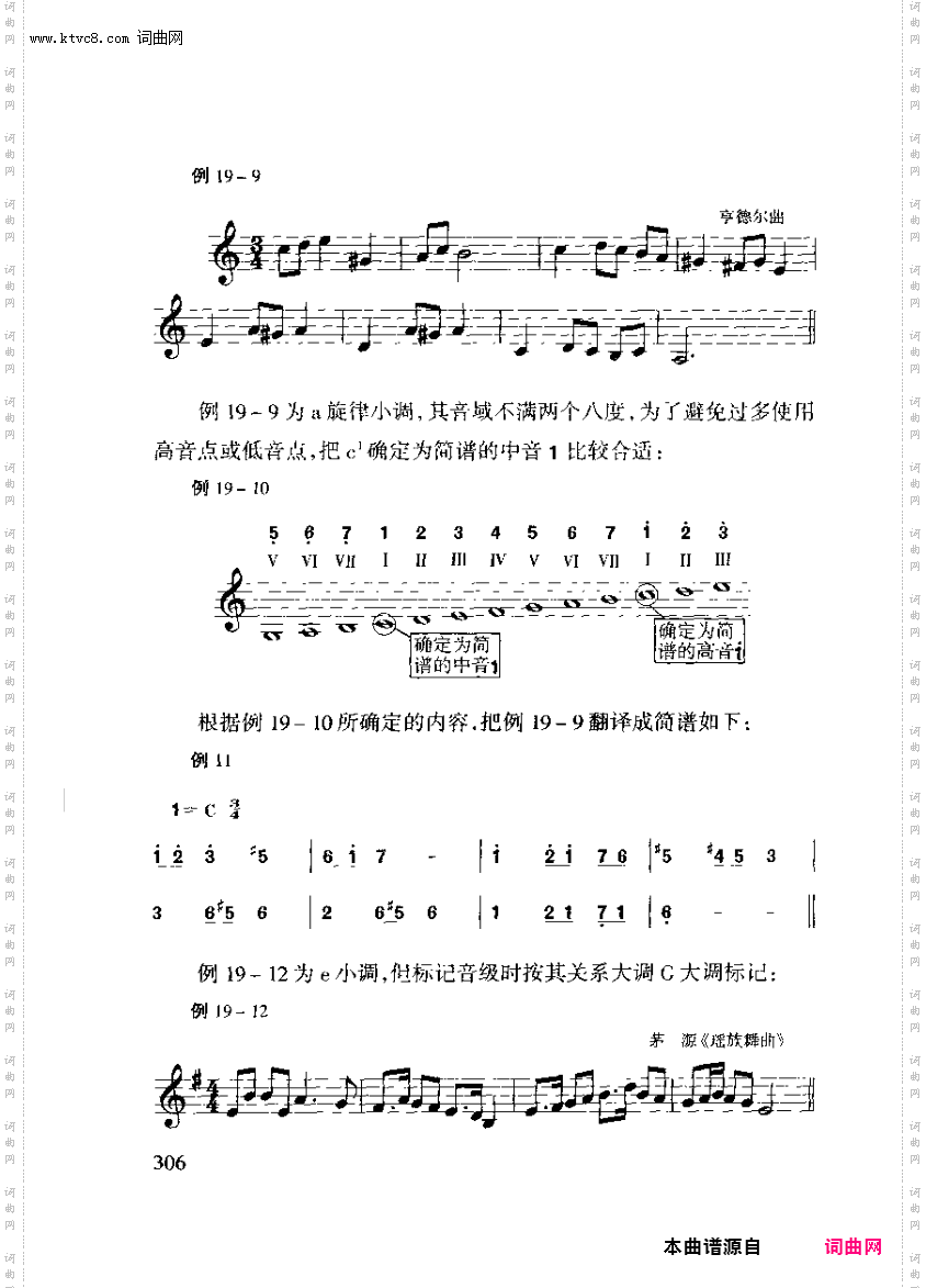 其他曲谱_第19章五线谱和简谱的互译第2节五线谱译简谱第306页