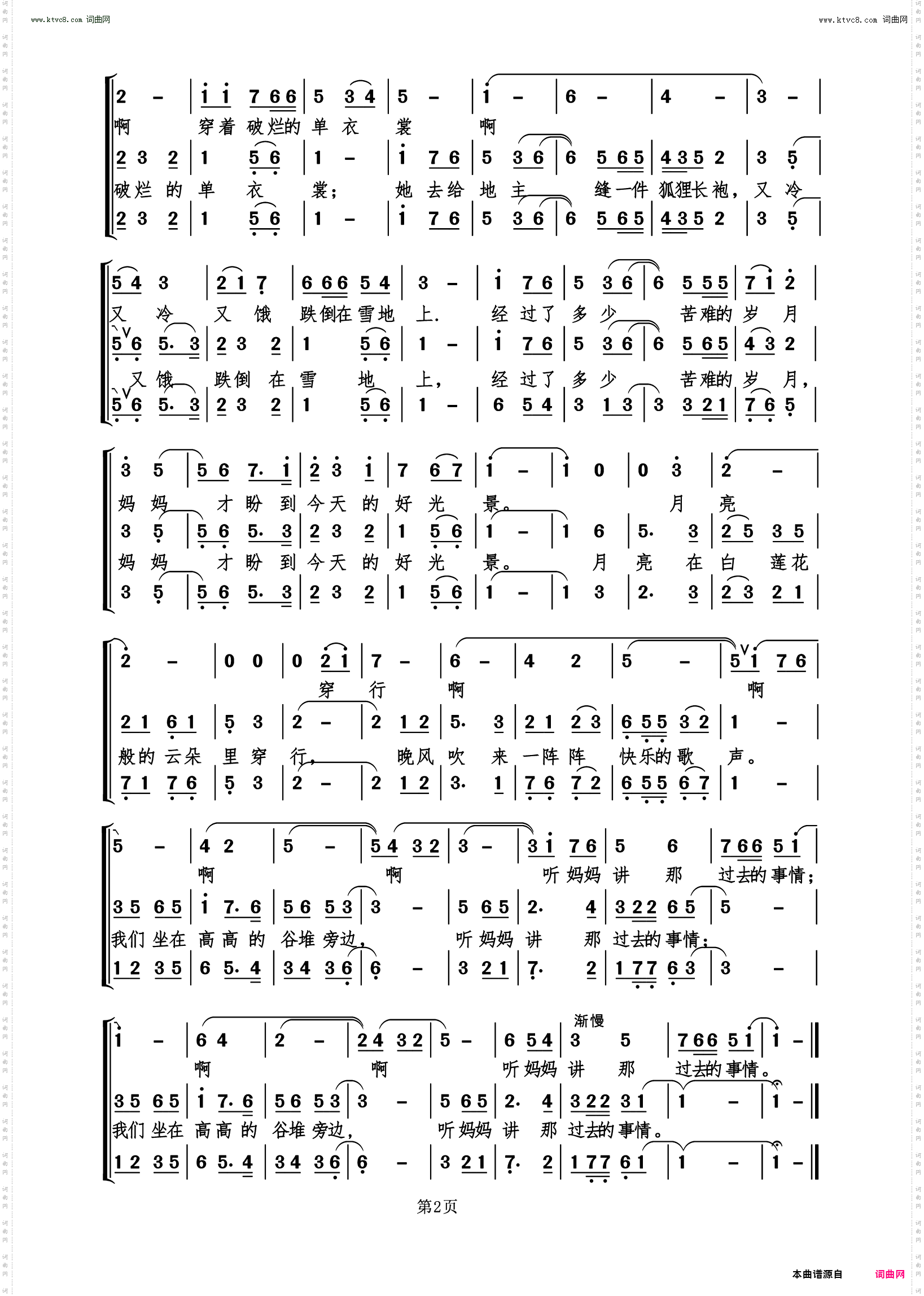 听妈妈讲那过去的事情_女声小合唱