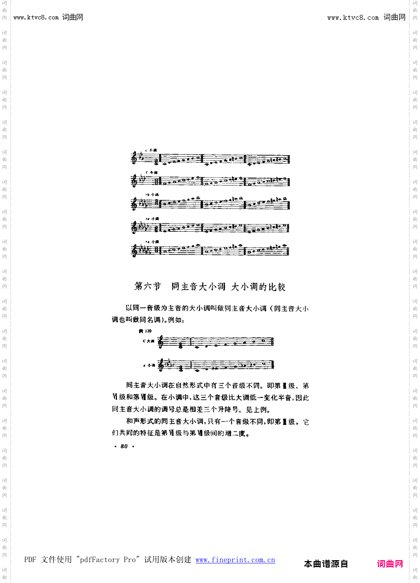 其他曲谱_第6章-大调式与小调式第80页第6节;同主音大小调,大小调的比较