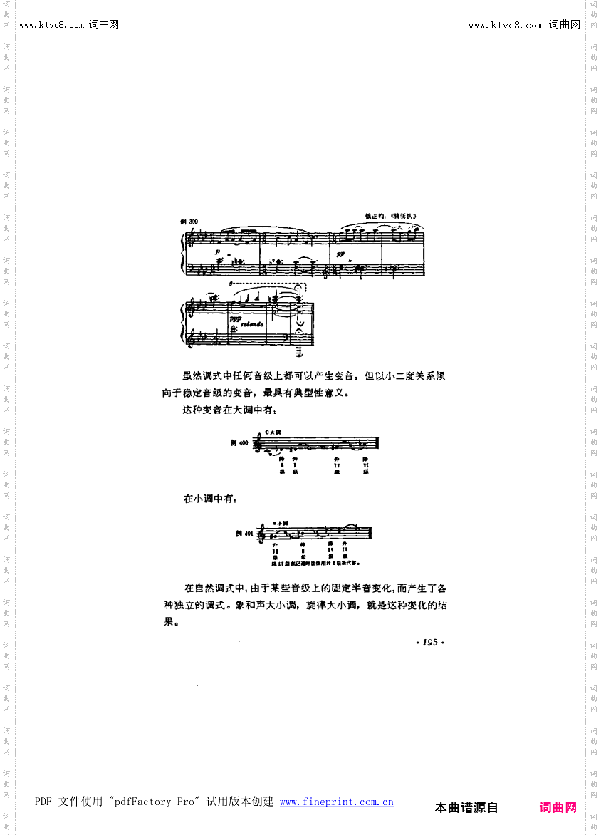 其他曲谱_第12章-调式半音与半音阶，第1节第195页-调式变音