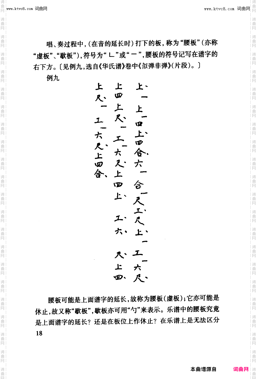 其他曲谱_工尺谱入门之四第18页；工尺谱的拍子符号；板眼板式