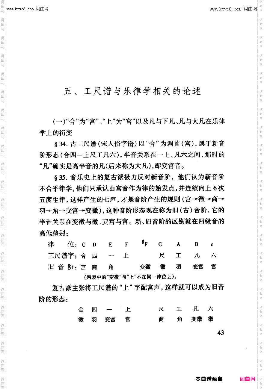 其他曲谱_工尺谱入门之五第43页；工尺谱与乐侓学的相关论述