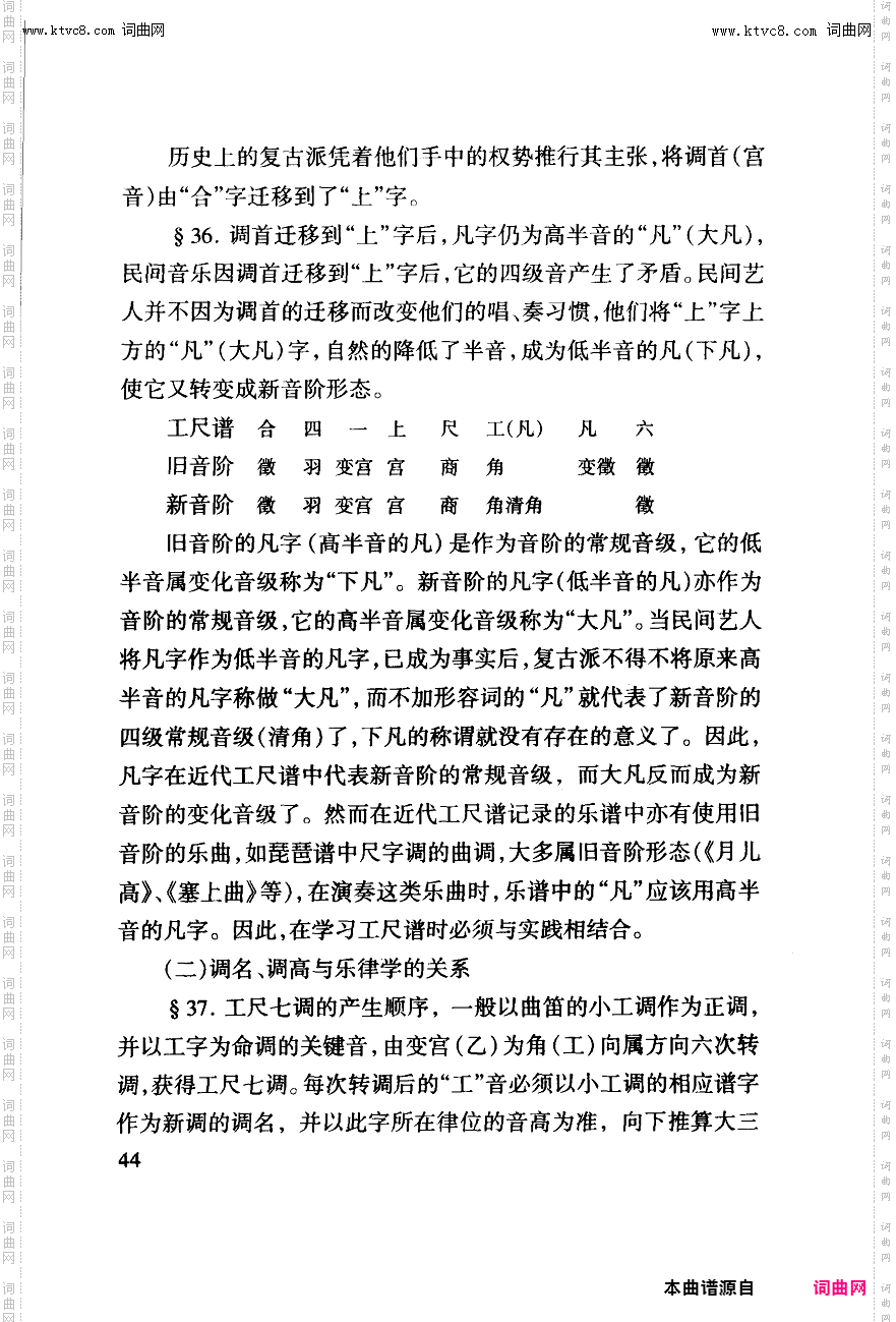 其他曲谱_工尺谱入门之五第44页；工尺谱与乐侓学的相关论述