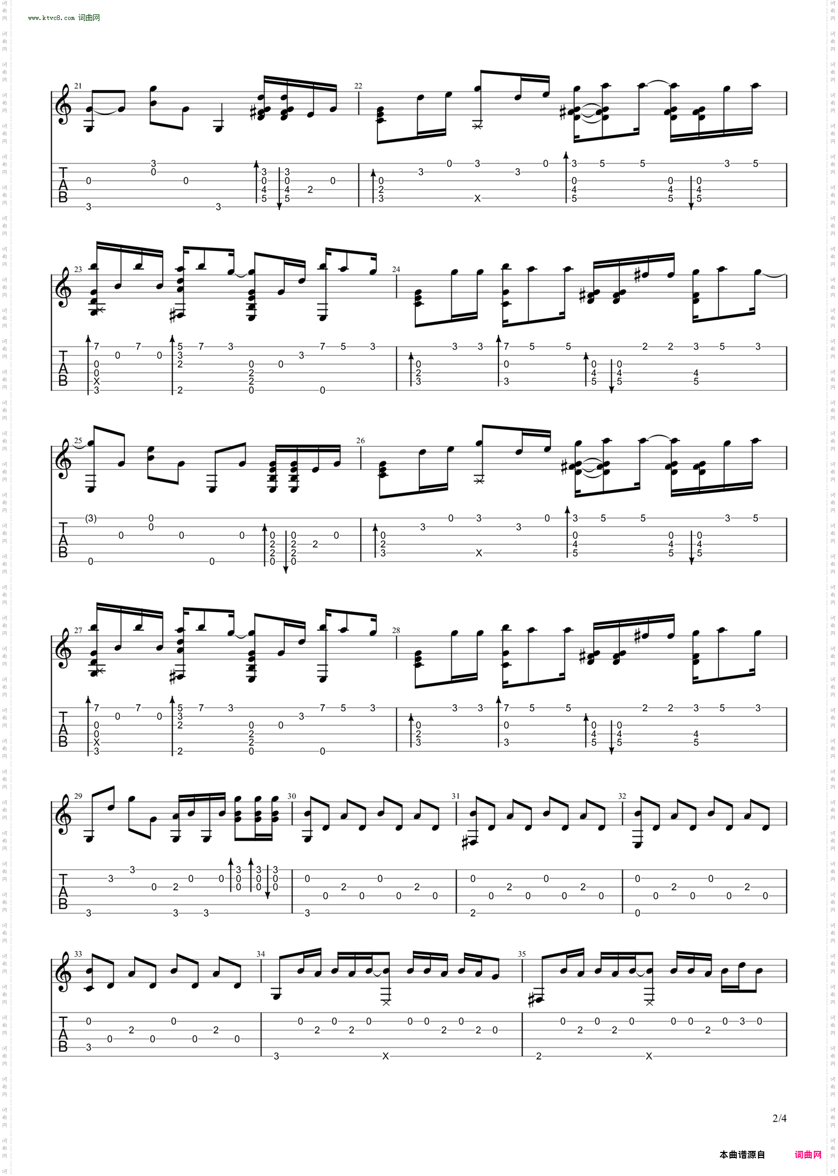 无名的人_【指弹谱】