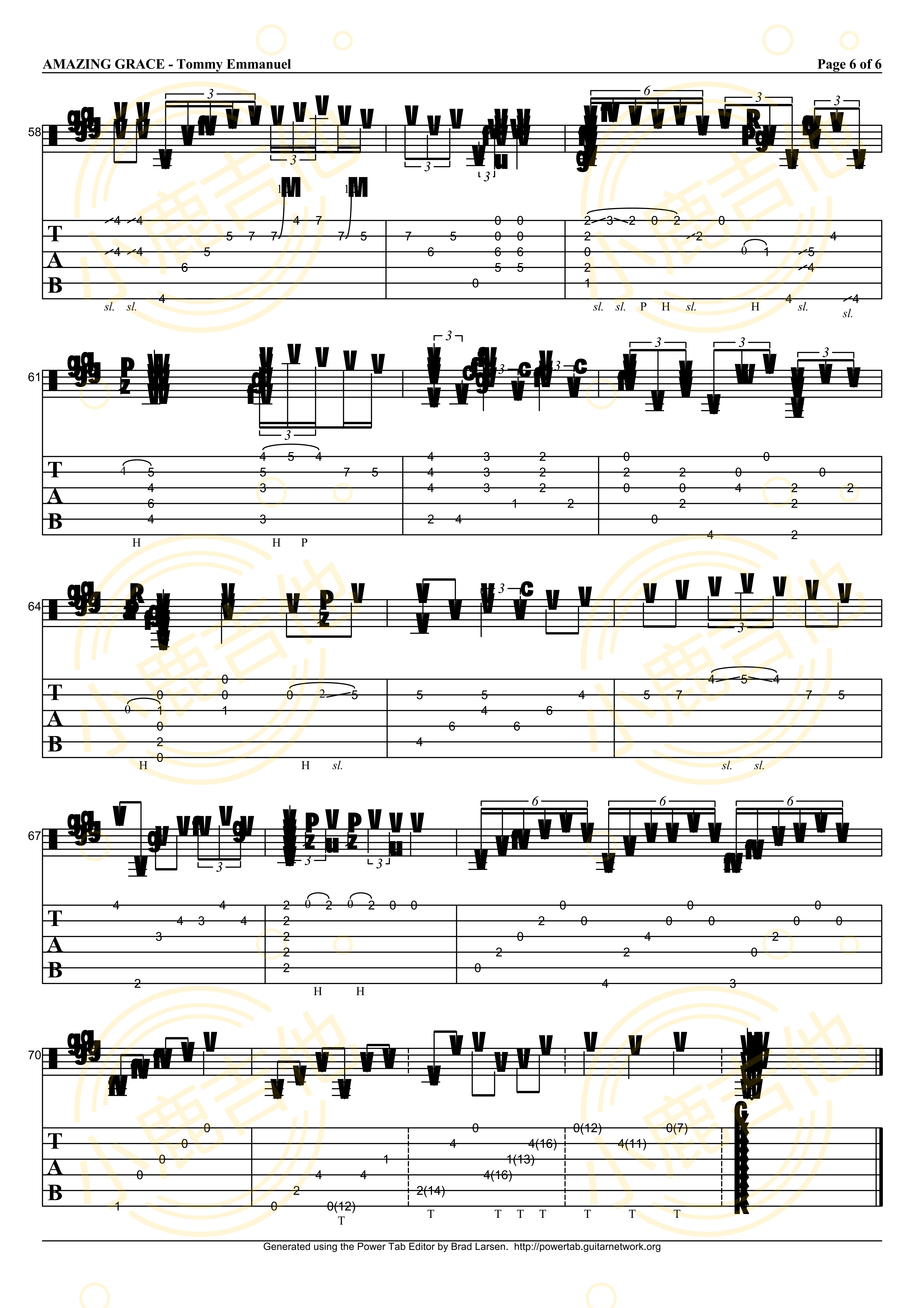 Amazing Grace吉他六线谱 TommyEmmanuel AmazingGrace 小鹿吉他