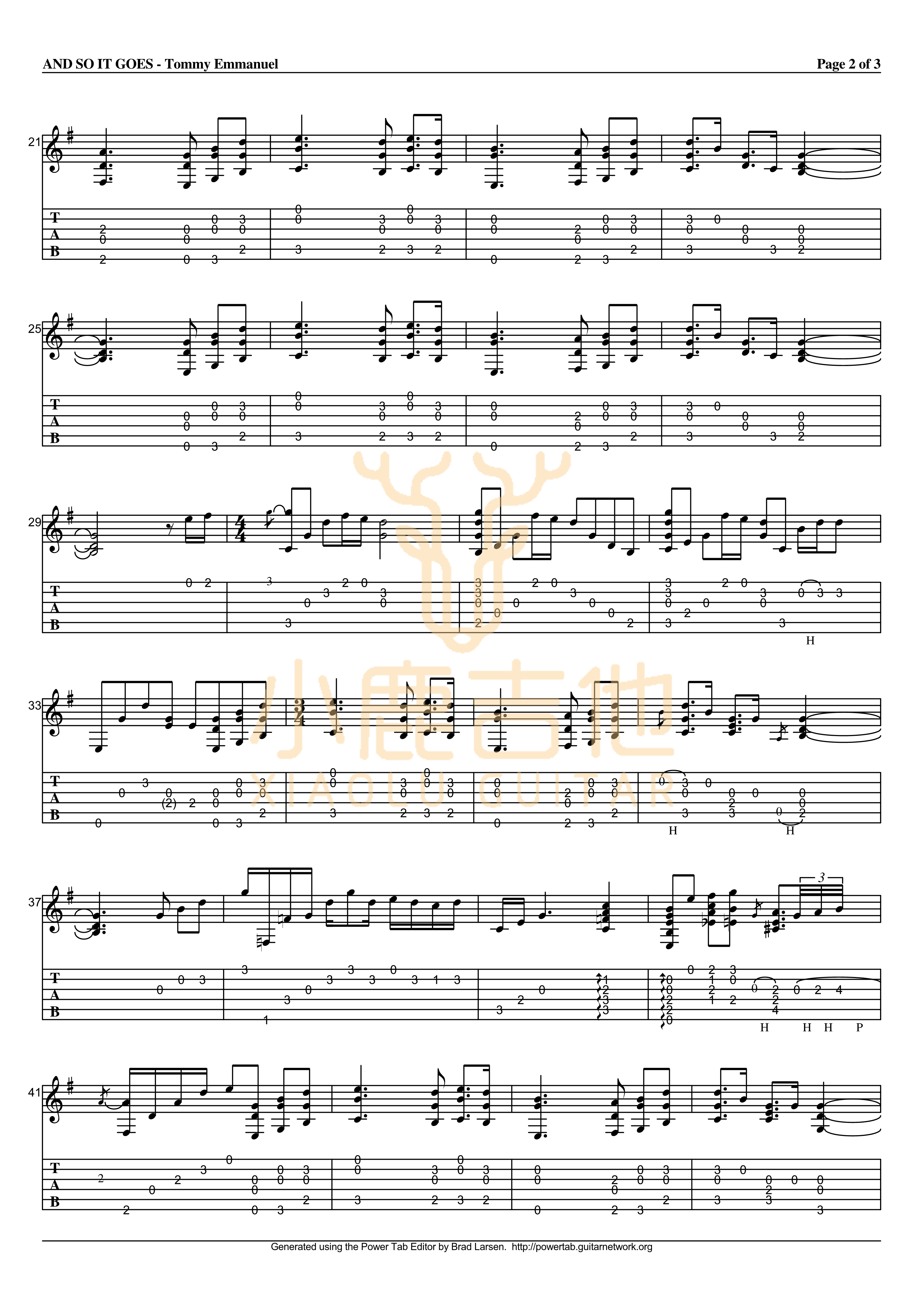 And So It Goes吉他六线谱 TommyEmmanuel AndSoItGoes 小鹿吉他 