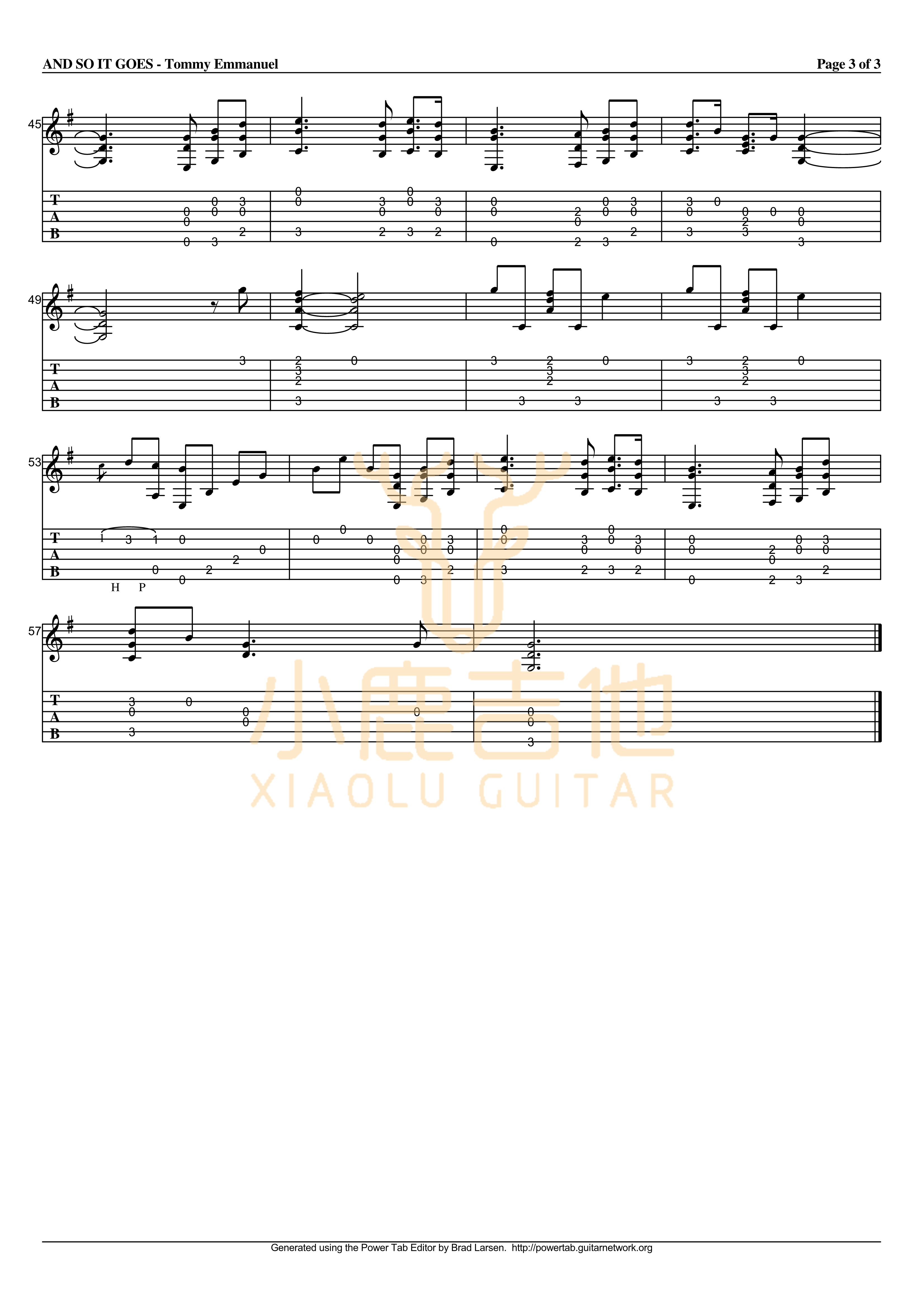 And So It Goes吉他六线谱 TommyEmmanuel AndSoItGoes 小鹿吉他 