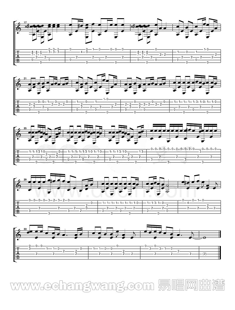 Angry Birds吉他六线谱 愤怒的小鸟主题曲 AngryBirds独奏谱原调六线谱 易 易唱网 调 AngryBirds