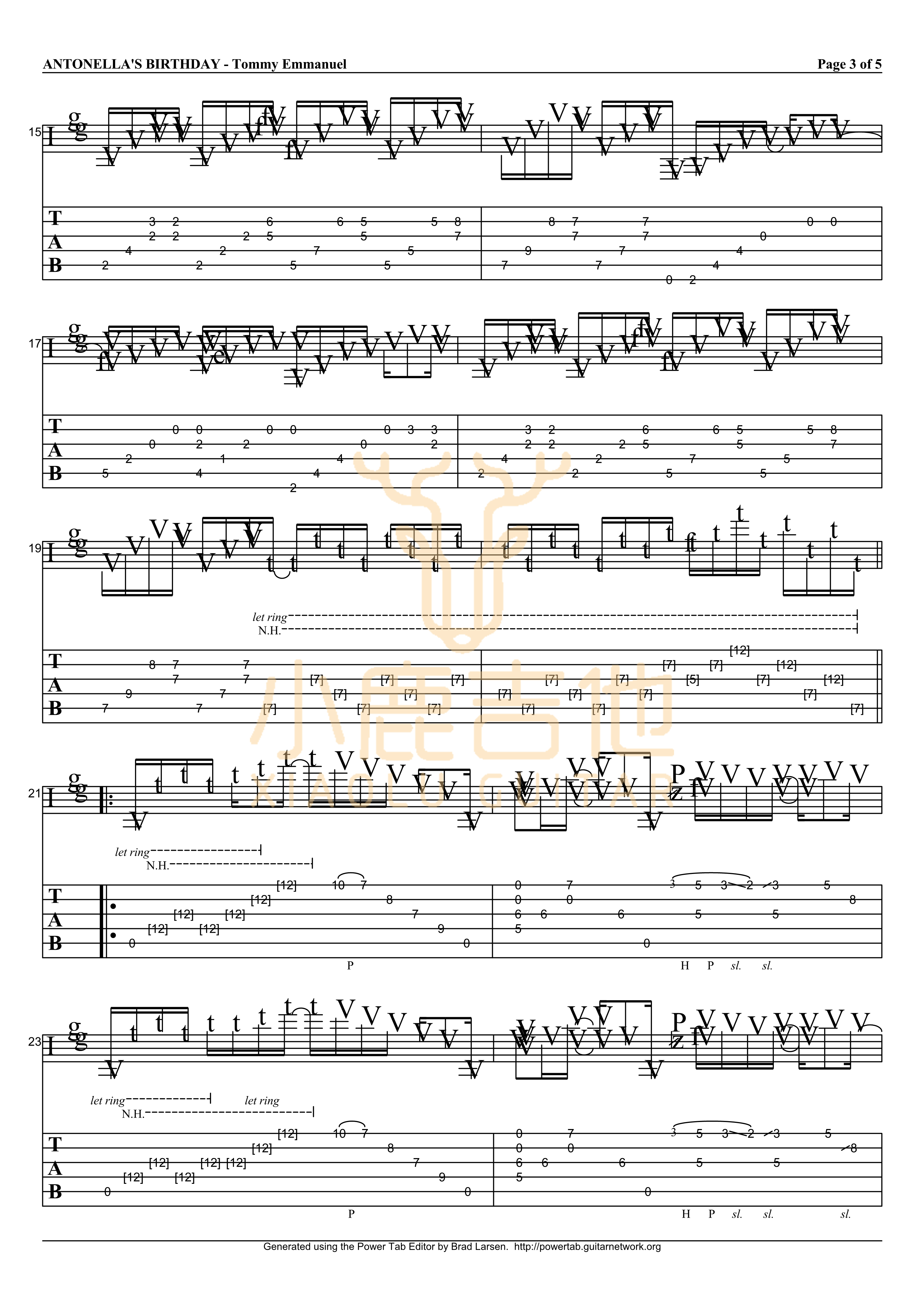 Antonellas Birthday吉他六线谱 TommyEmmanuel AntonellasBirthday 小鹿吉他